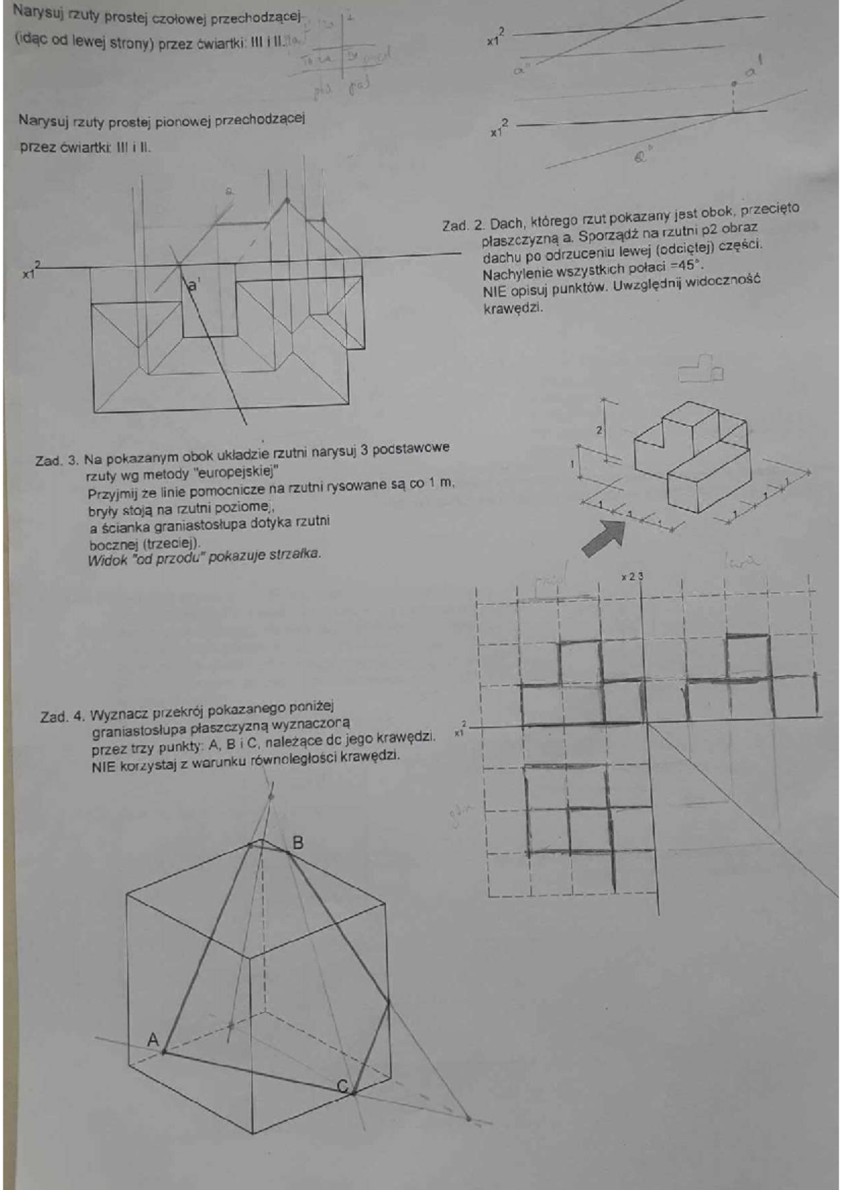 Karty pracy do kolokwium - Geometria wykreślna - Studocu
