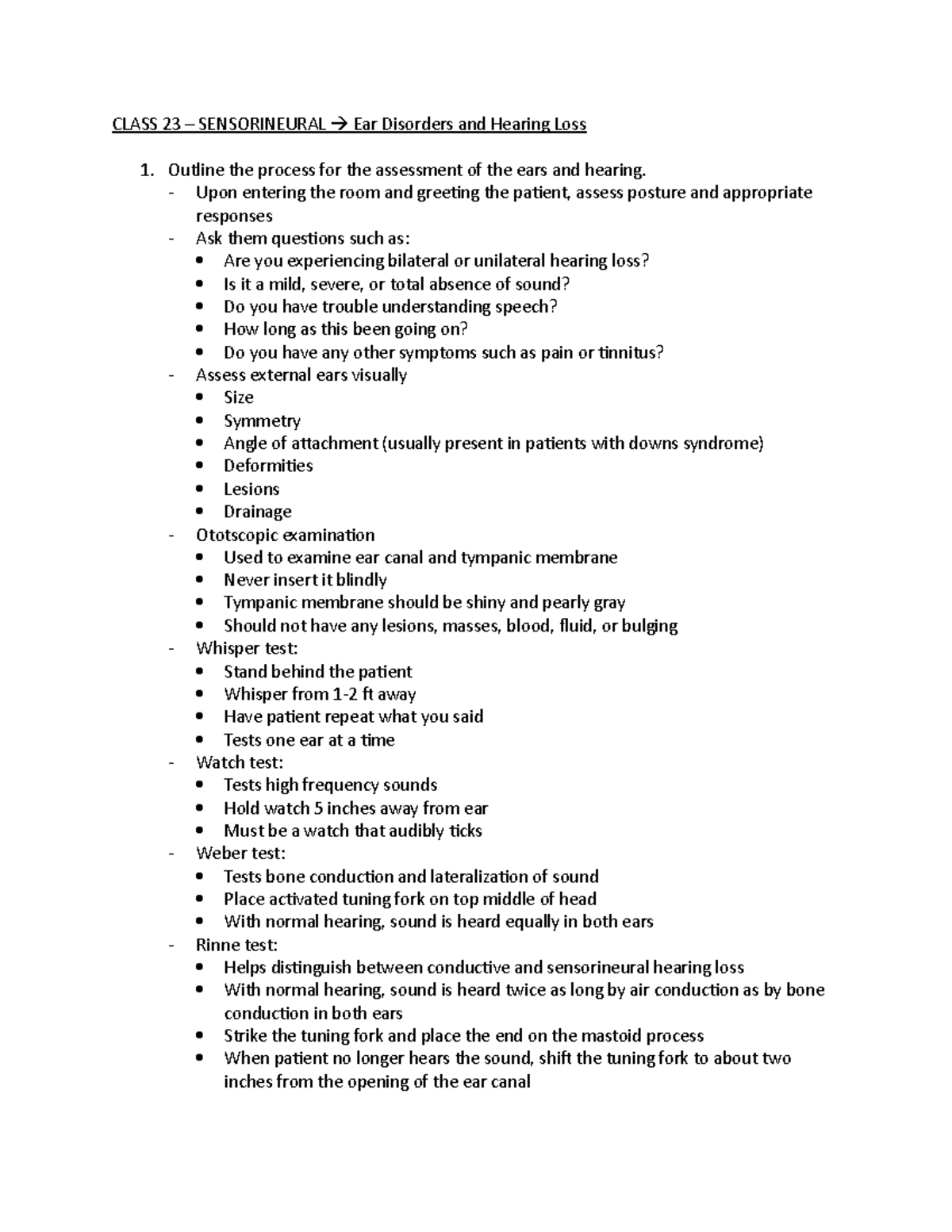 Class 23 ears:hearing objectives - CLASS 23 – SENSORINEURAL Ear ...