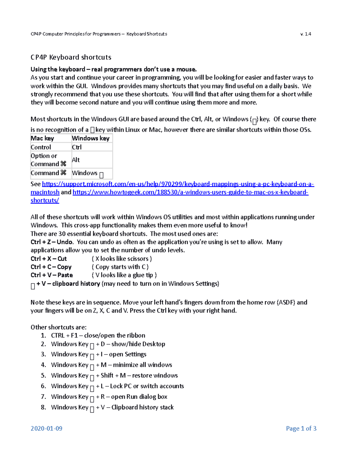 Windows Keyboard Shortcut Notes - CP4P Computer Principles for ...
