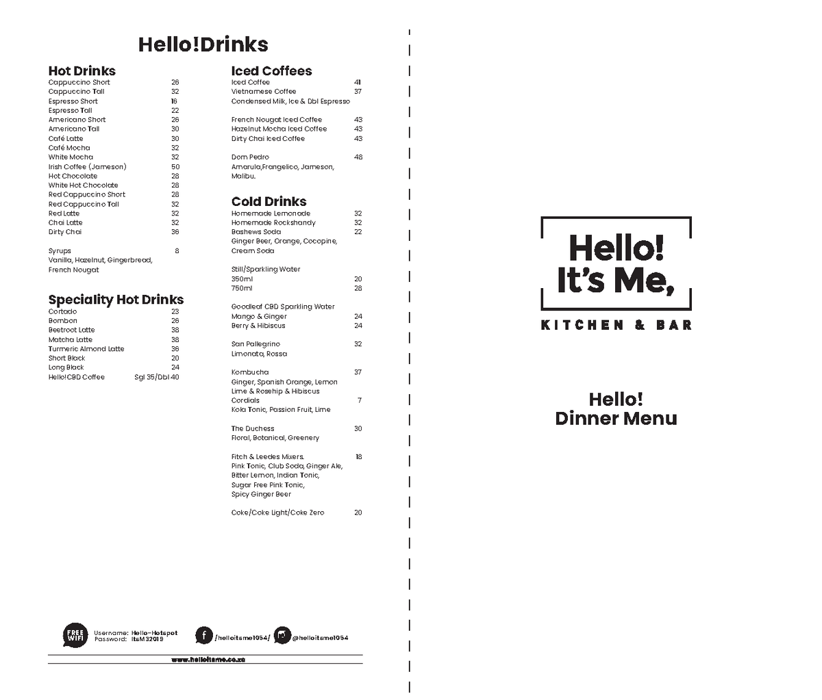 Hello Dinner Menu Finalv 6 - Hello! Dinner Menu Hello!Drinks Hot Drinks ...