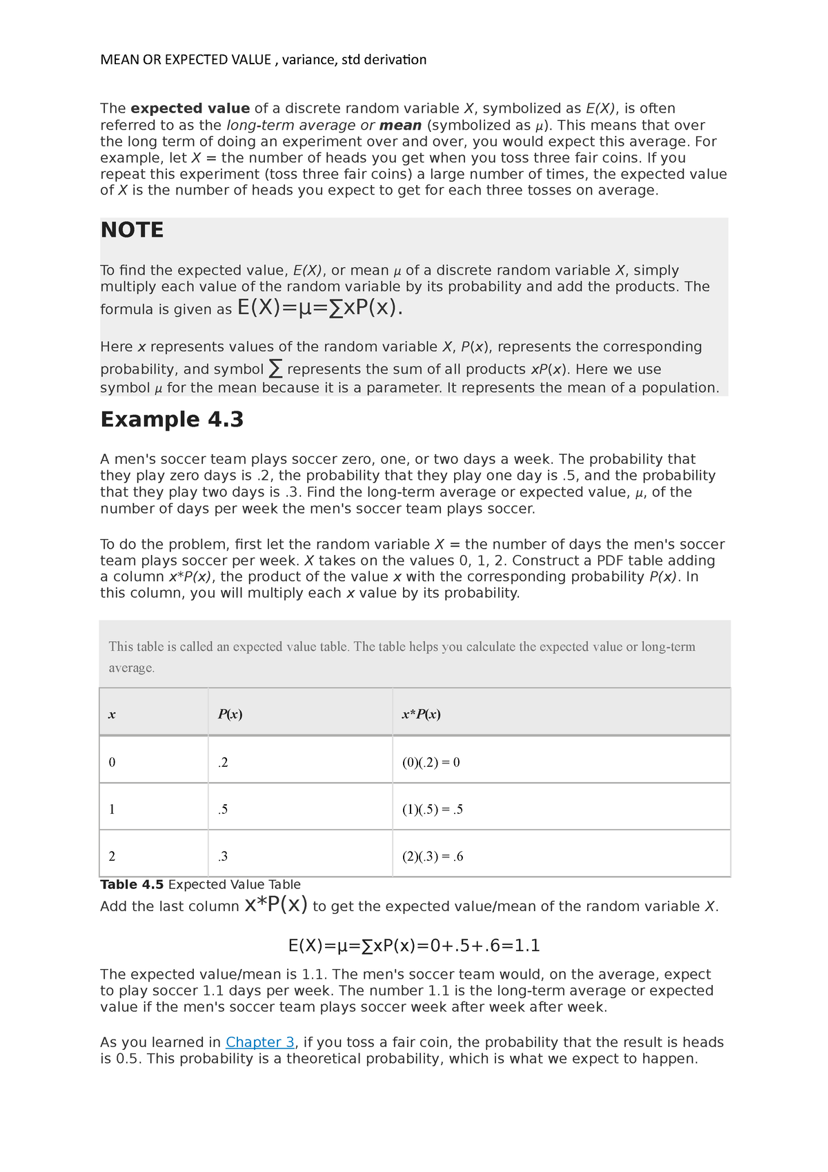 chap-5-mean-variance-std-derivation-mean-or-expected-value