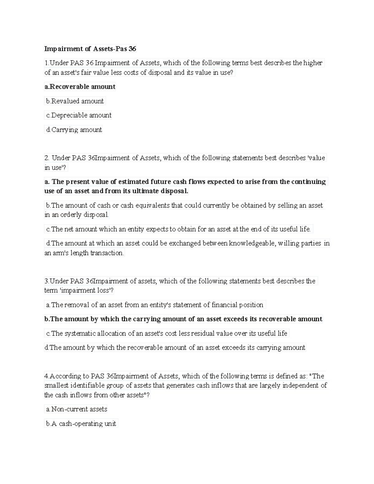 Impairment-of-Assets - Impairment of Assets-Pas 36 1 PAS 36 Impairment ...