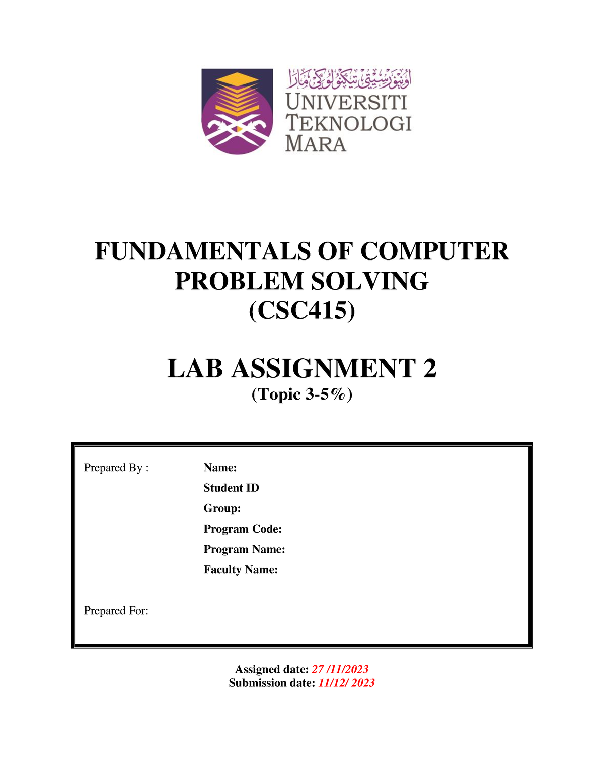 fundamentals of computer problem solving