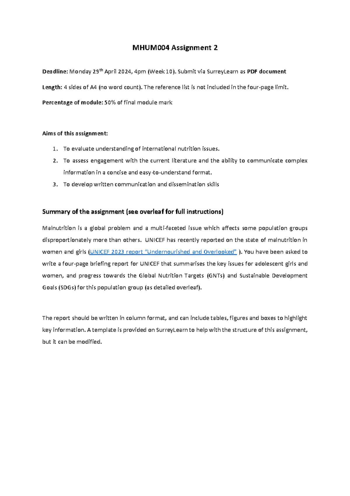 Assignment 2 MHUM004 Final - MHUM004 Assignment 2 Deadline: Monday 29th ...