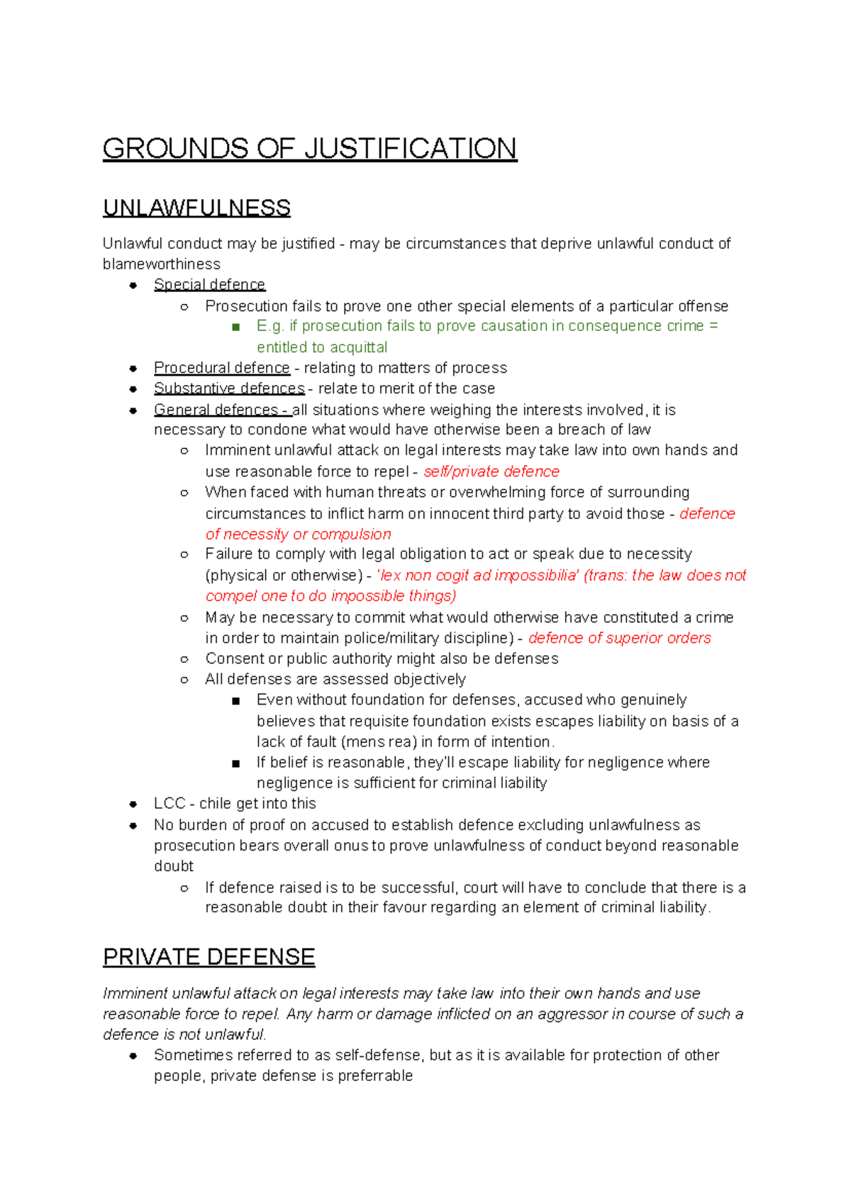 Grounds Of Justification GROUNDS OF JUSTIFICATION UNLAWFULNESS