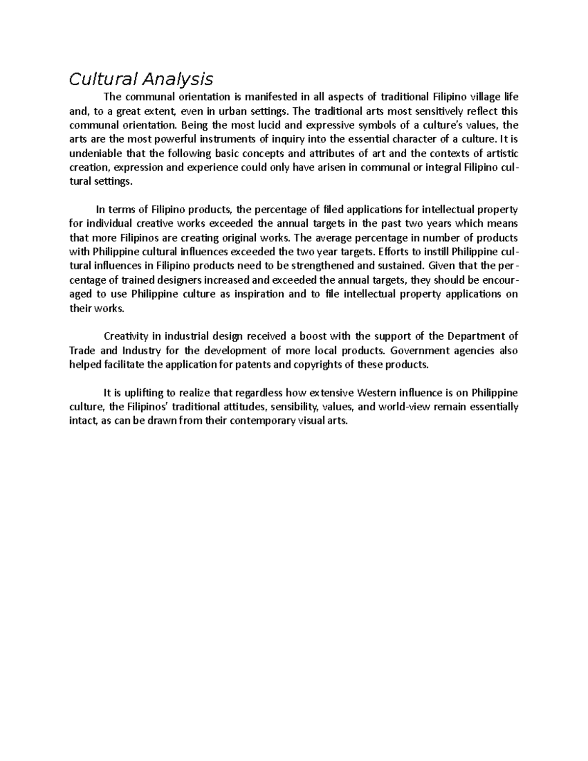 Cultural Analysis - Lecture notes 1 - Cultural Analysis The communal ...