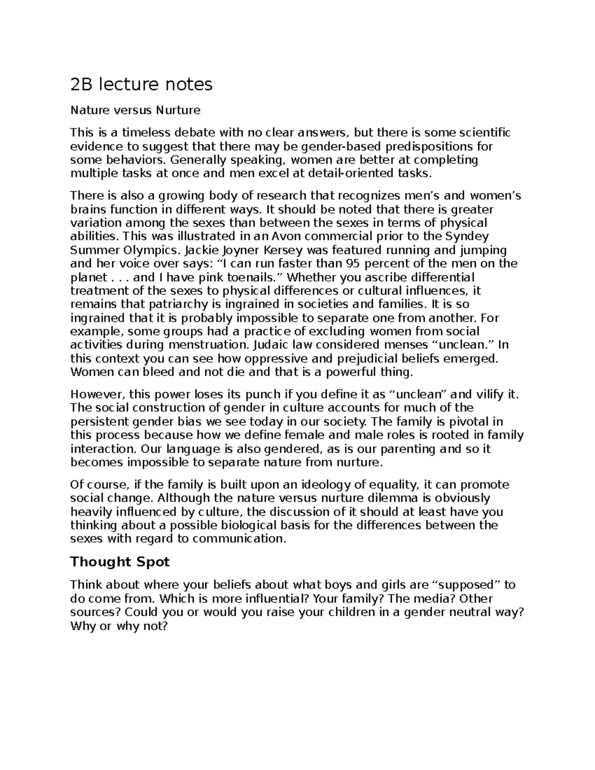 2B lecture notes - HD 204 - WSU - Studocu