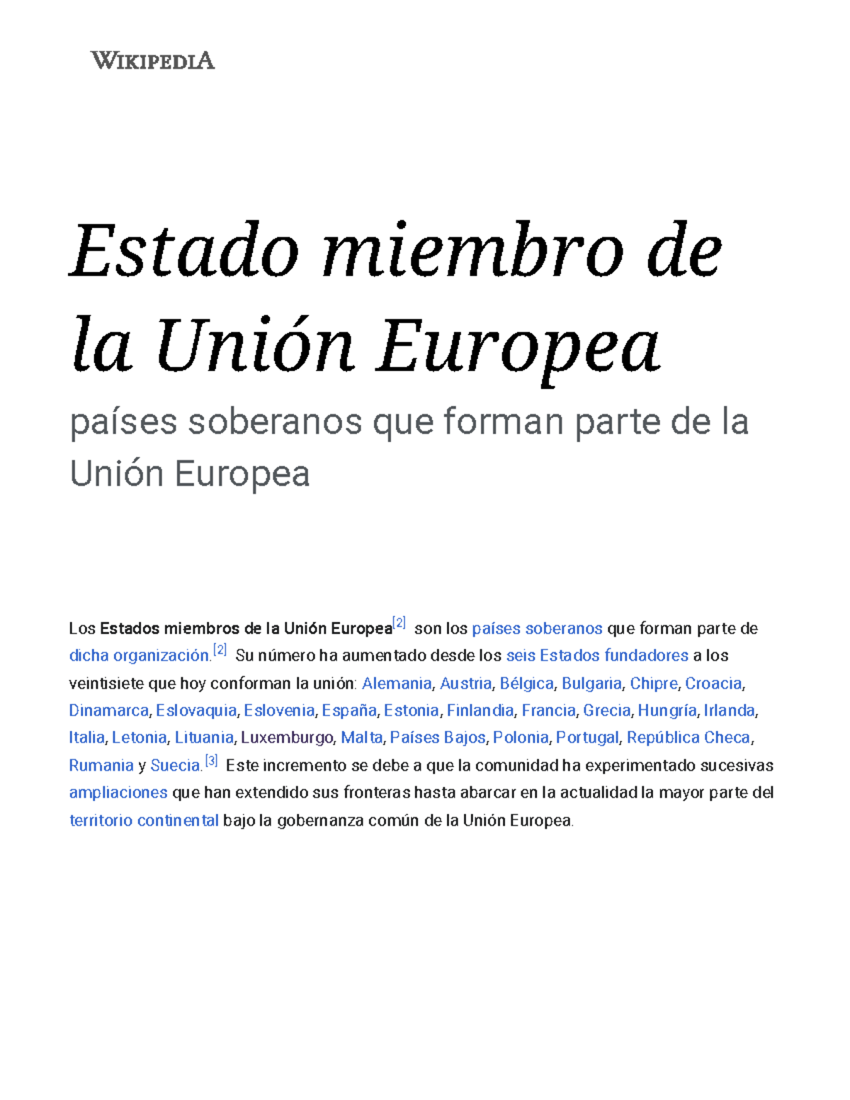 Estado miembro de la Unión Europea - Wikipedia, la enciclopedia libre ...