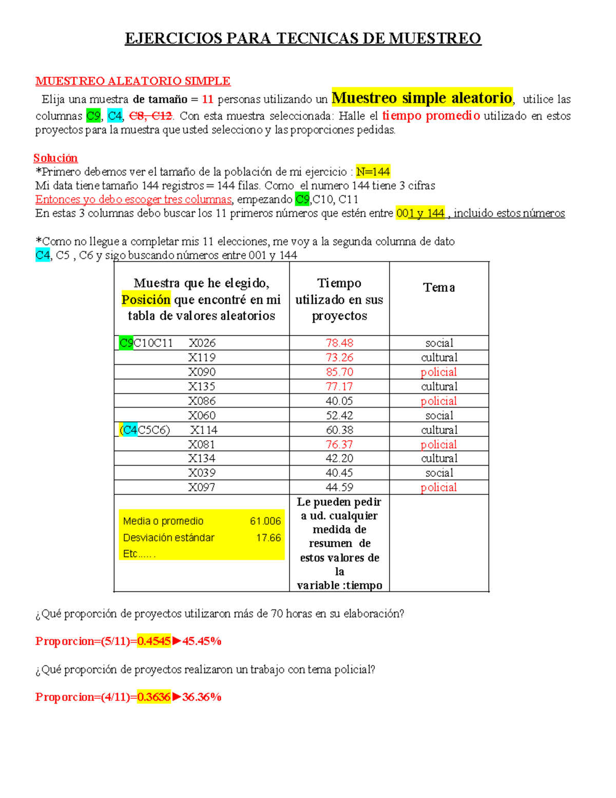 Ma460 Ejercicios Para Tecnicas De Muestreo Ejercicios Para Tecnicas De Muestreo Muestreo 2166