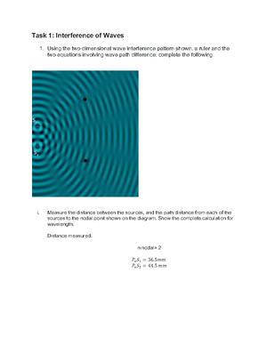 [Solved] Task 1 Interference of Waves Using the twodimensional wave ...