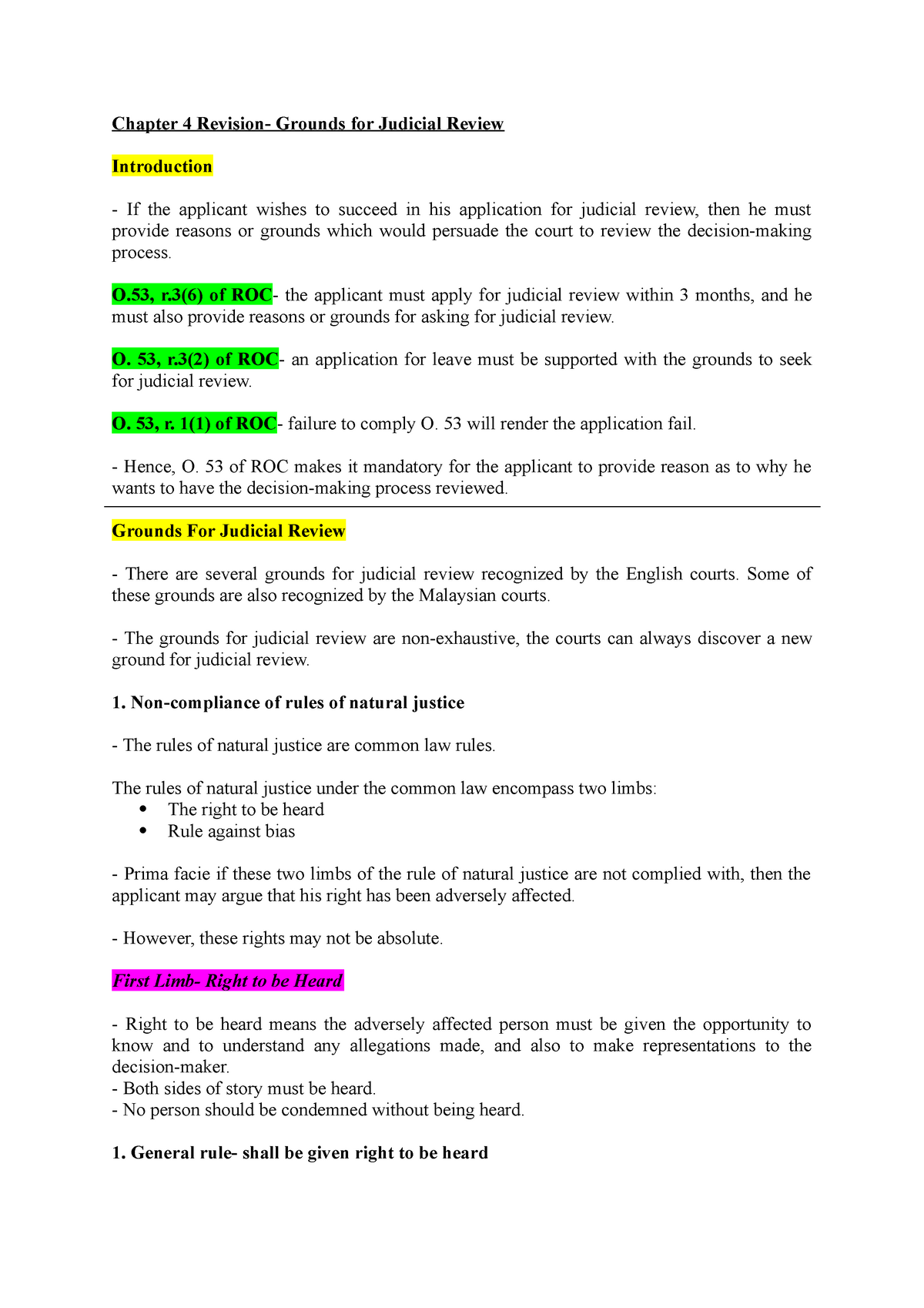 Admin Law Chapter 4 Complete Revision Mmu Studocu