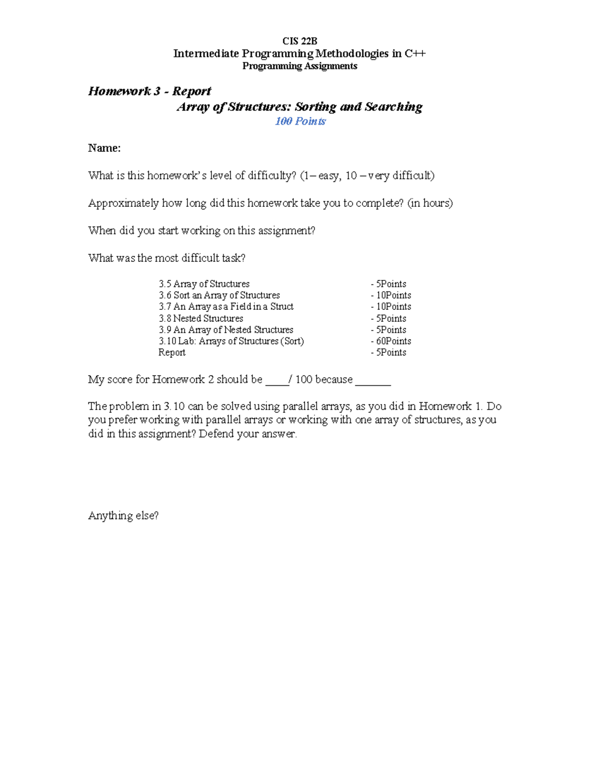 22B Homework 3 Report - CIS 22B Intermediate Programming Methodologies ...