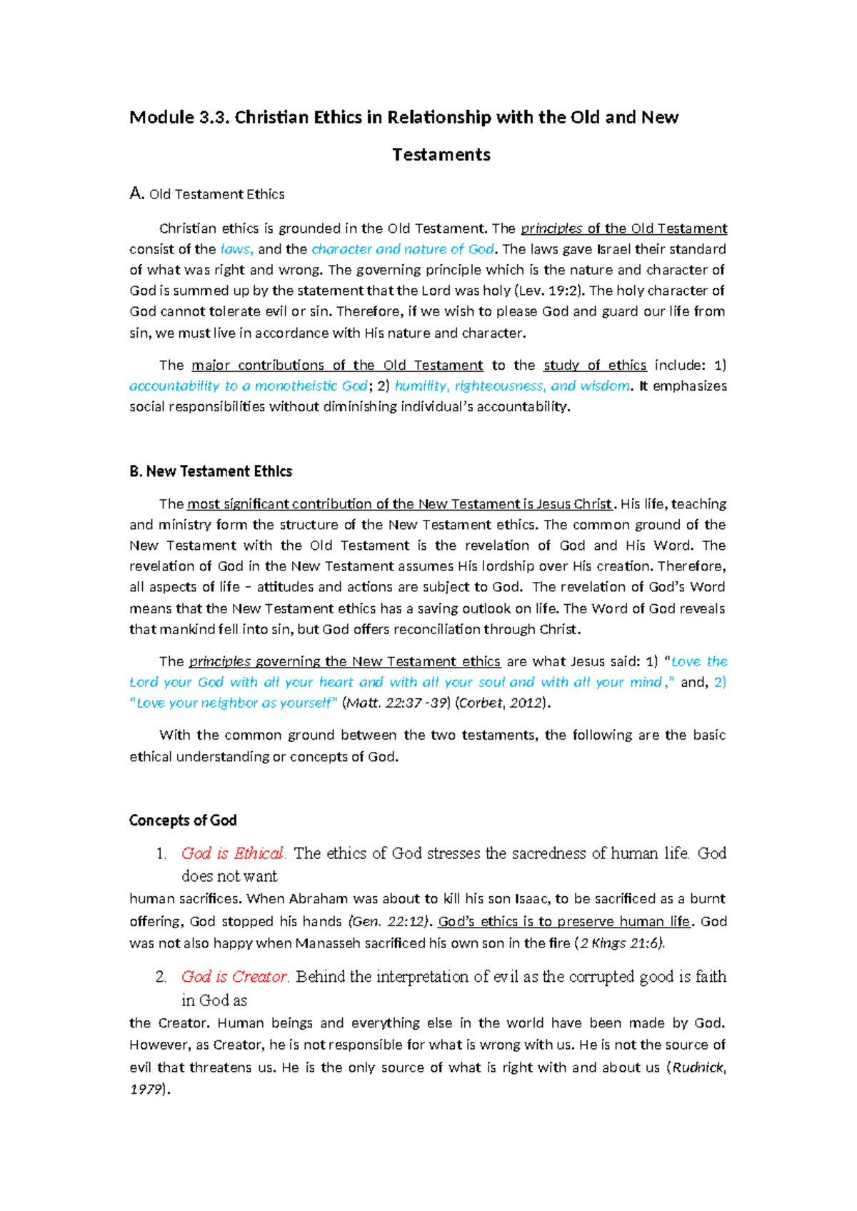 Module+3 - Module 3. Christian Ethics in Relationship with the Old and ...