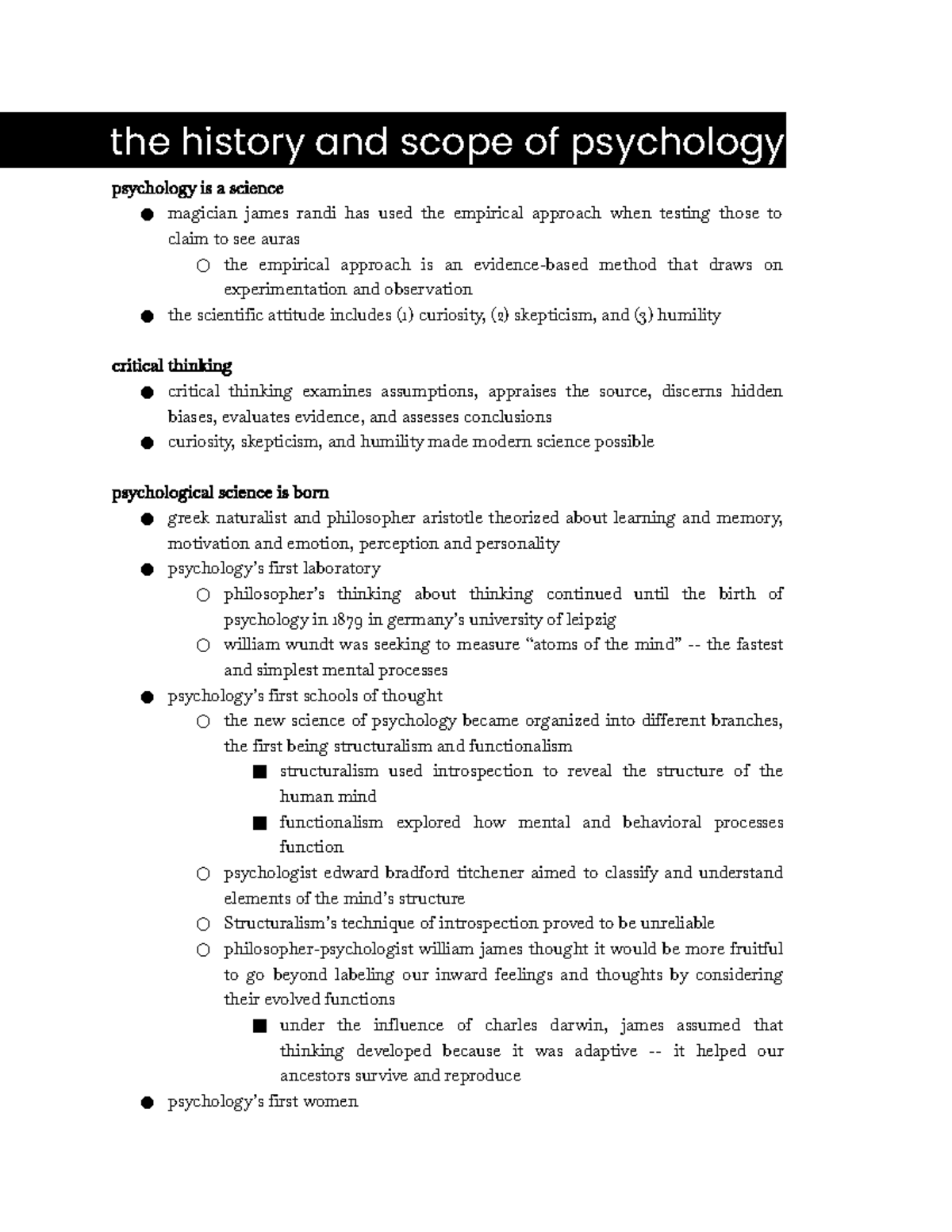 Psychology Chapter 1 Introduction - The History And Scope Of Psychology ...