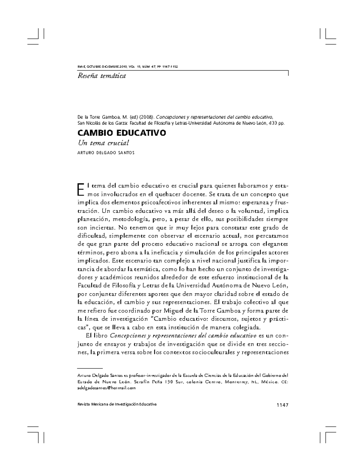 Cambio educativo - Revista Mexicana de Investigación Educativa 1147 ...