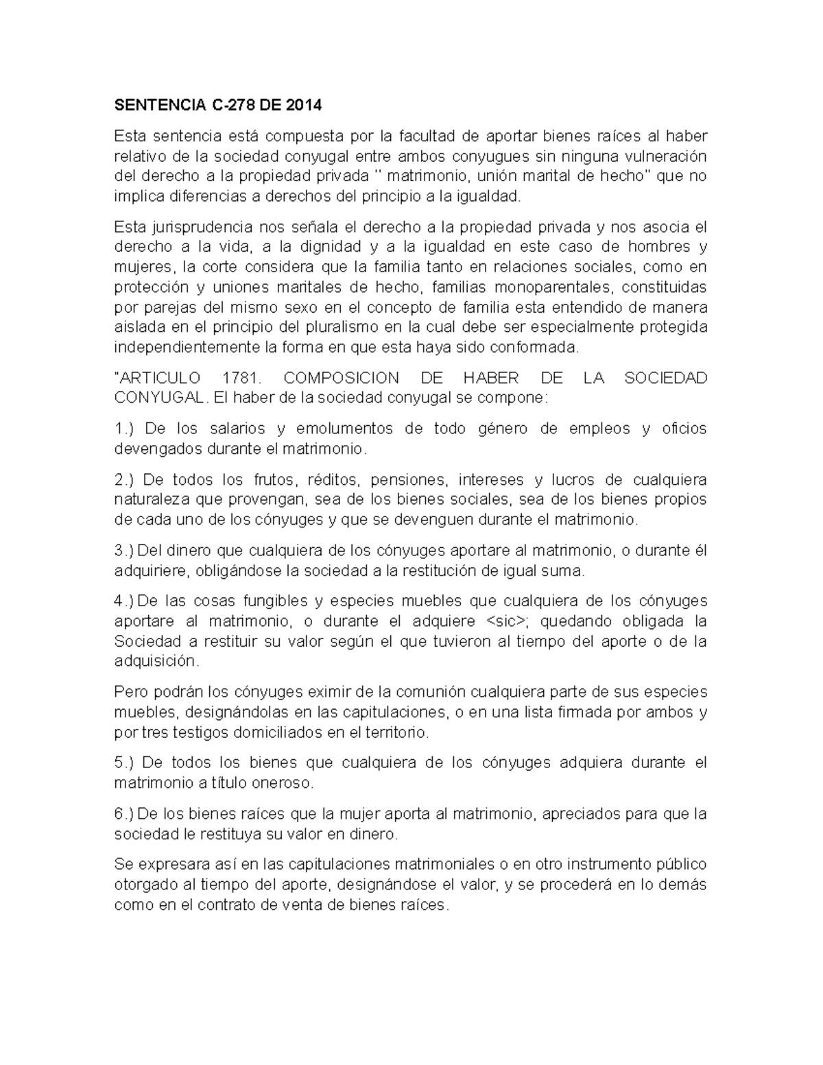 Sentencia C.278 martes - SENTENCIA C-278 DE 2014 Esta sentencia está