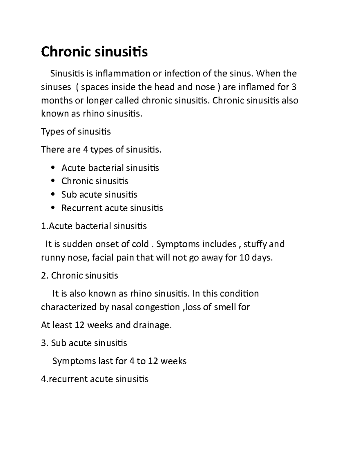 Document (18) Chronic Sinusitis - Chronic Sinusitis Sinusitis Is ...