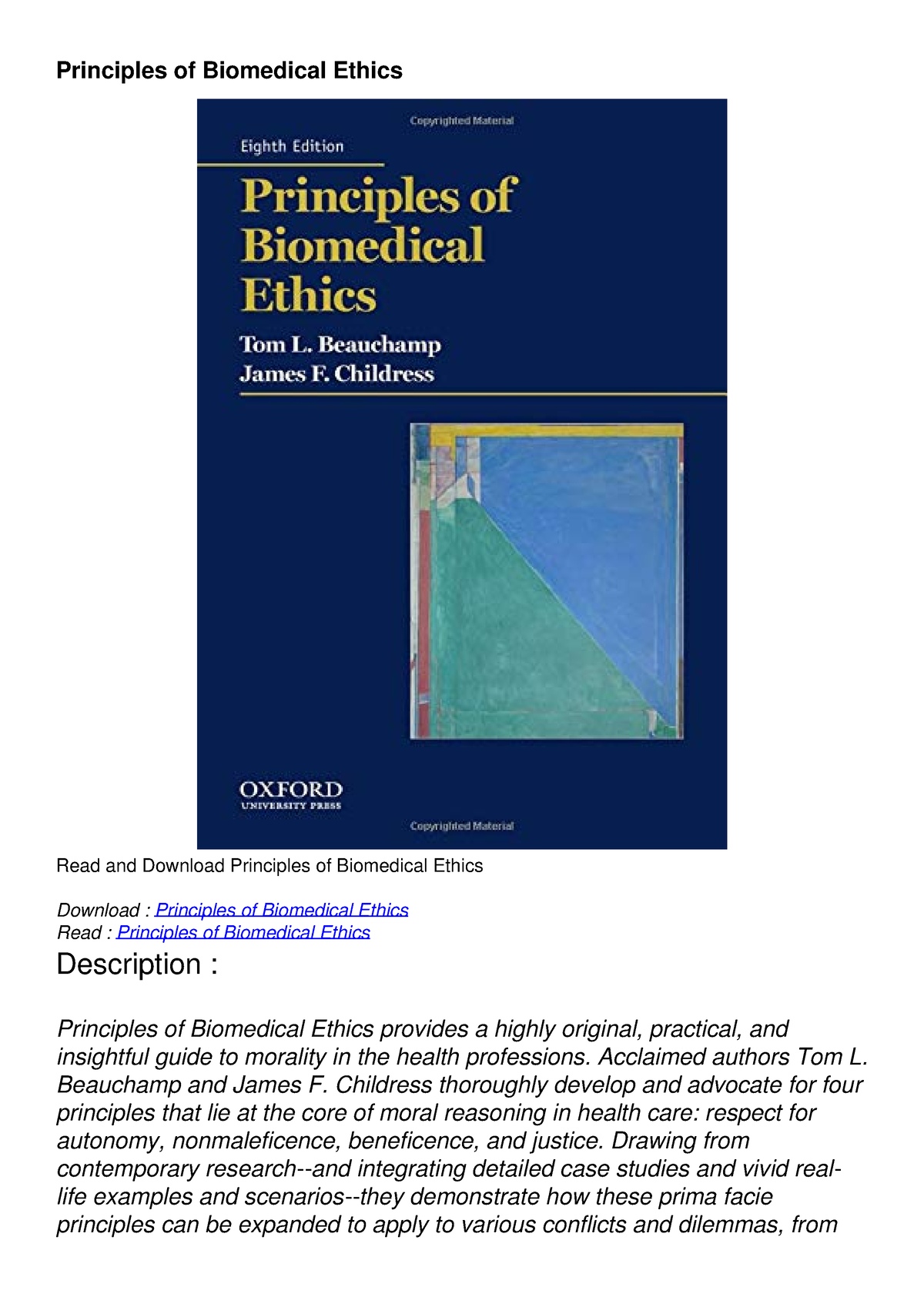 [PDF] Principles Of Biomedical Ethics - Principles Of Biomedical Ethics ...