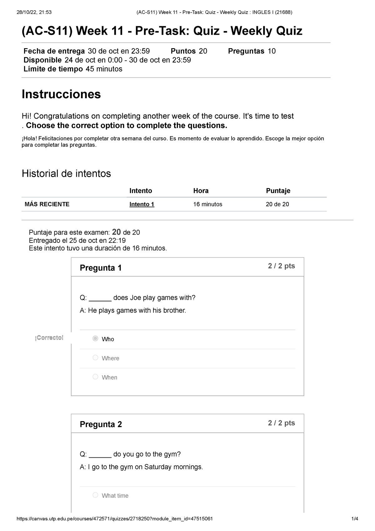 (AC-S11) Week 11 - Pre-Task Quiz - Weekly Quiz Ingles I (21688) - (AC ...