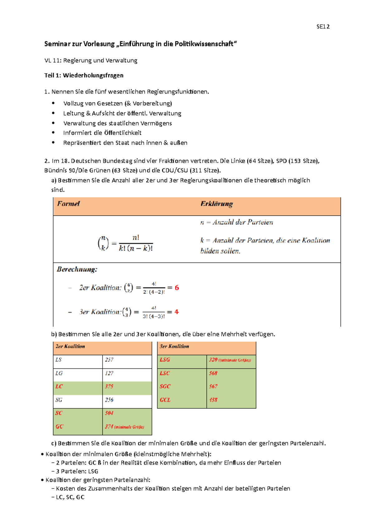 Lernzettel 11, Politikwissenschaften - SE Seminar Zur Vorlesung ...