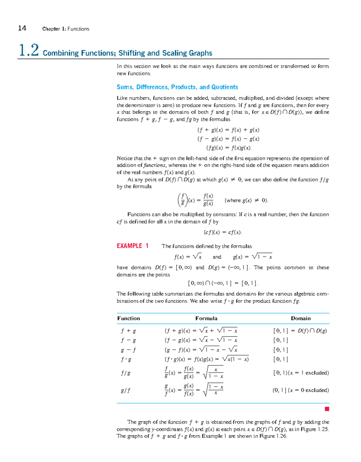 Math 1-2 - math work - 14 Chapter 1: Functions 1 Combining Functions ...