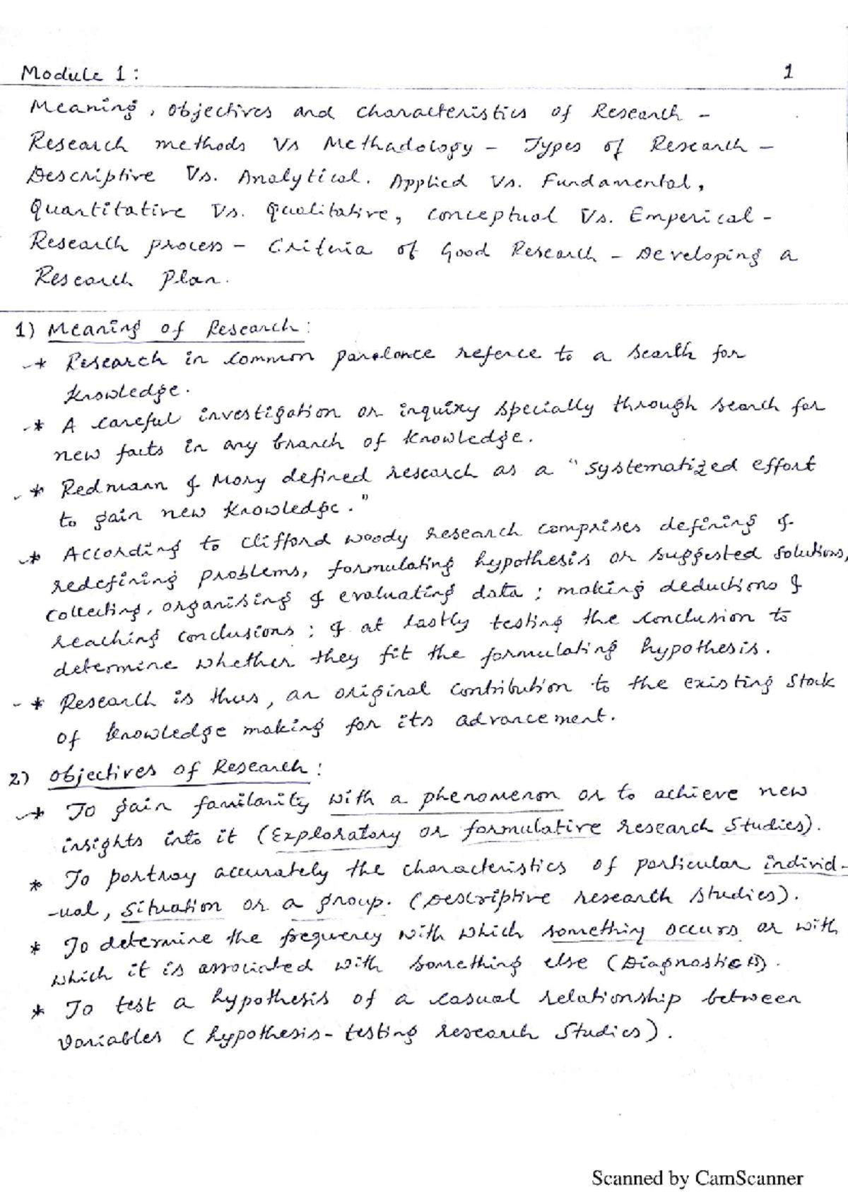 Module 1, Research - Research Methodology - Studocu