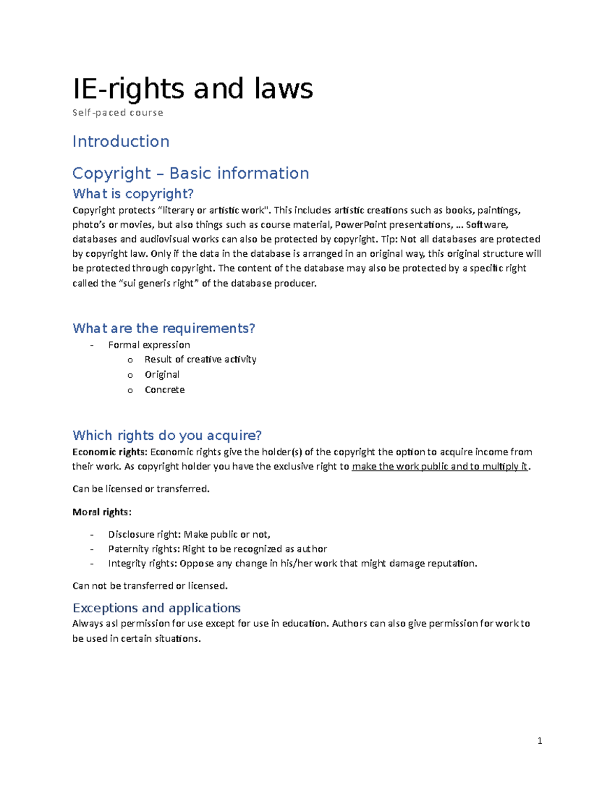 Self-paced Class IM - Self-paced Les - IE-rights And Laws Self-paced ...