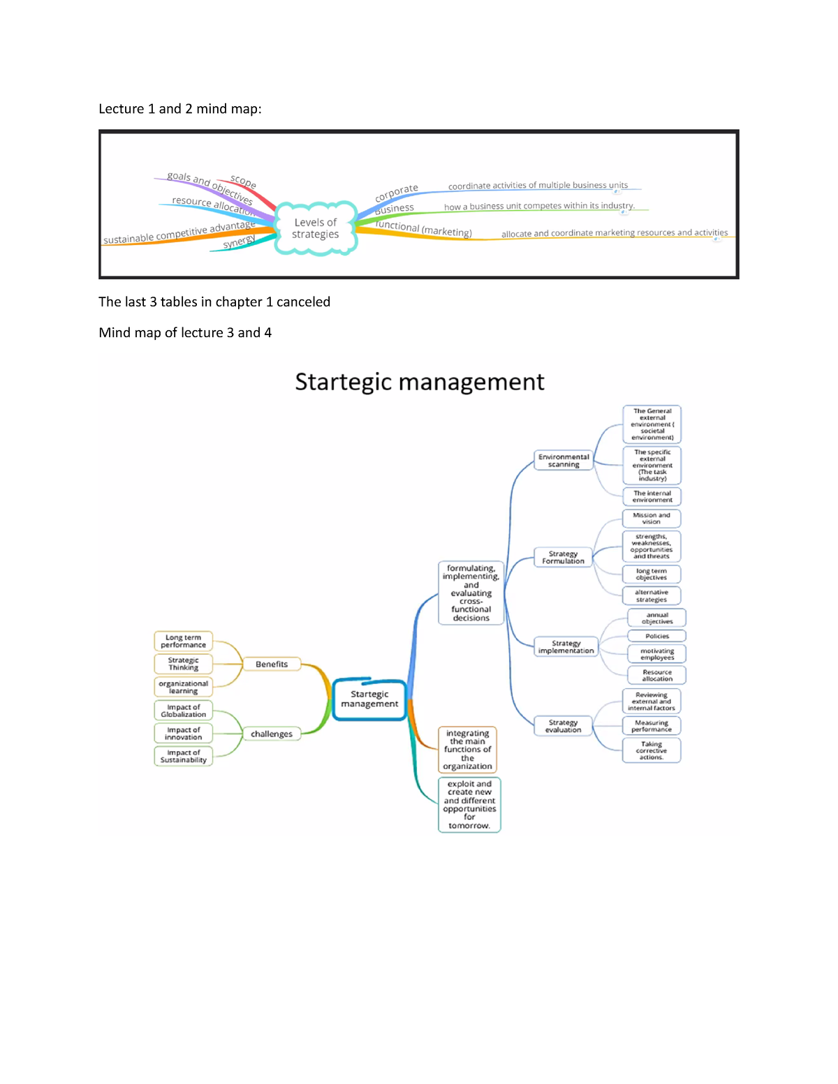Strategic management revision - Lecture 1 and 2 mind map: The last 3 ...