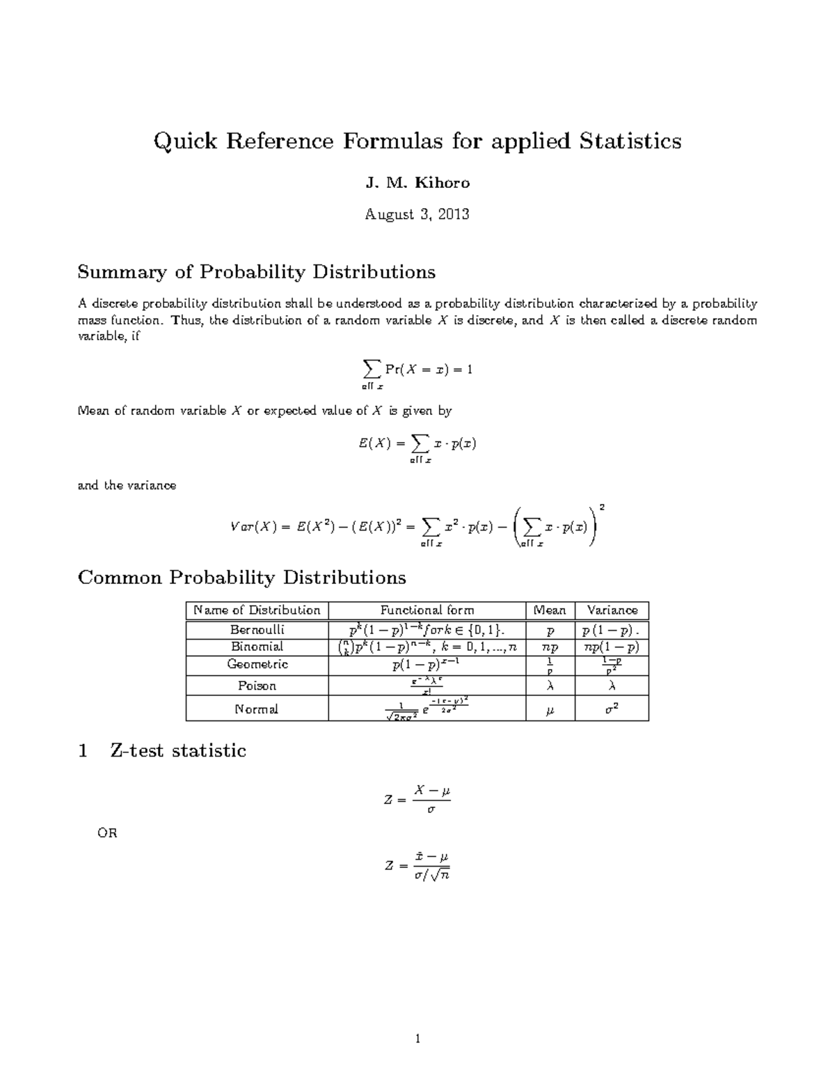 Quickreferenceformulantables - Quick Reference Formulas for applied ...