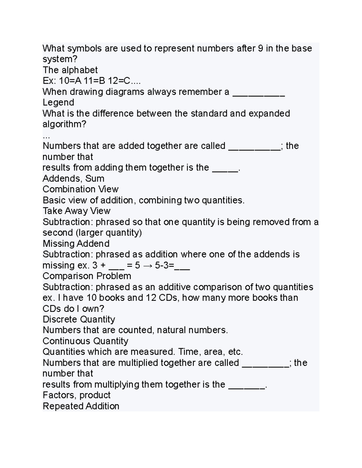 Math 10 - Practice materials to study - What symbols are used to ...