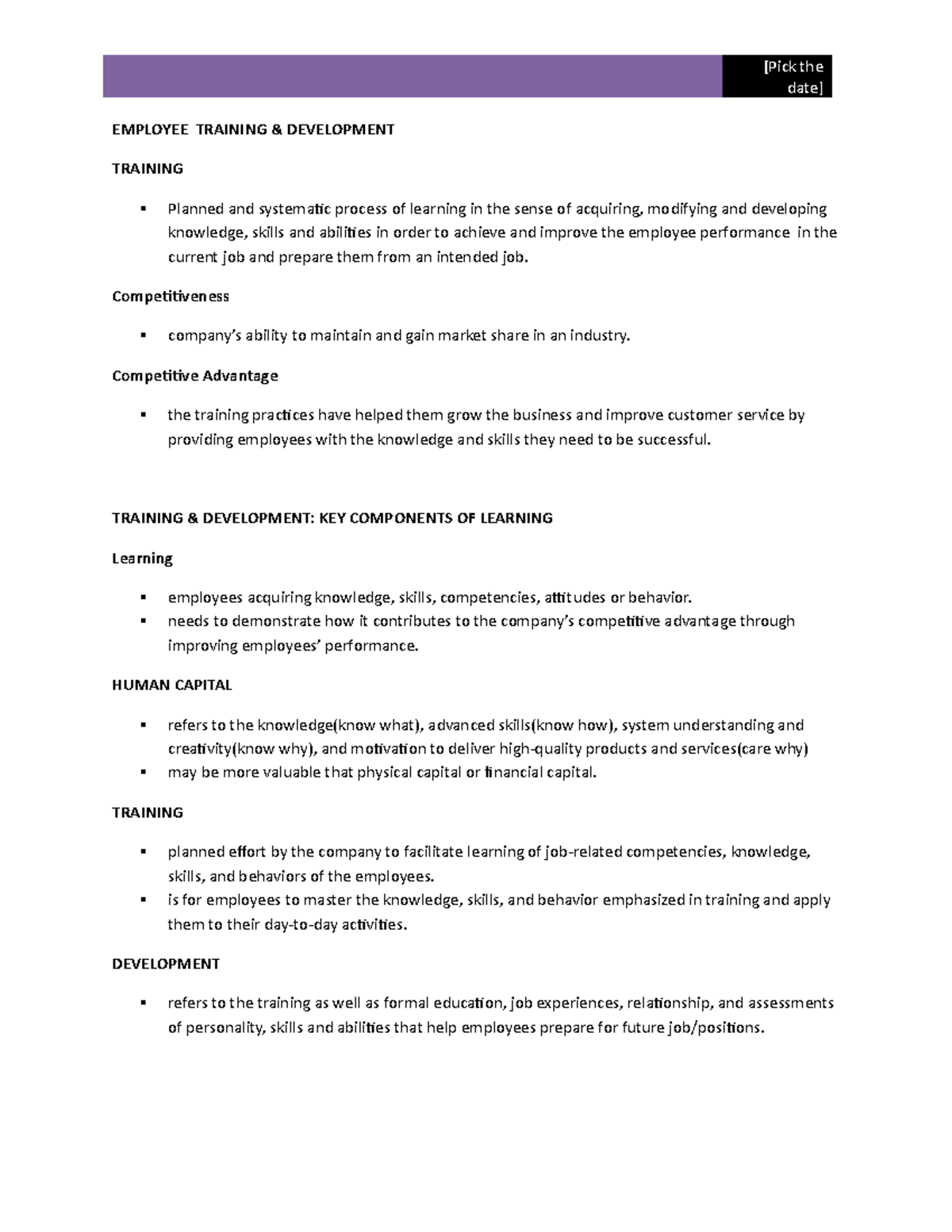 Training and Development midterms - date] EMPLOYEE TRAINING ...