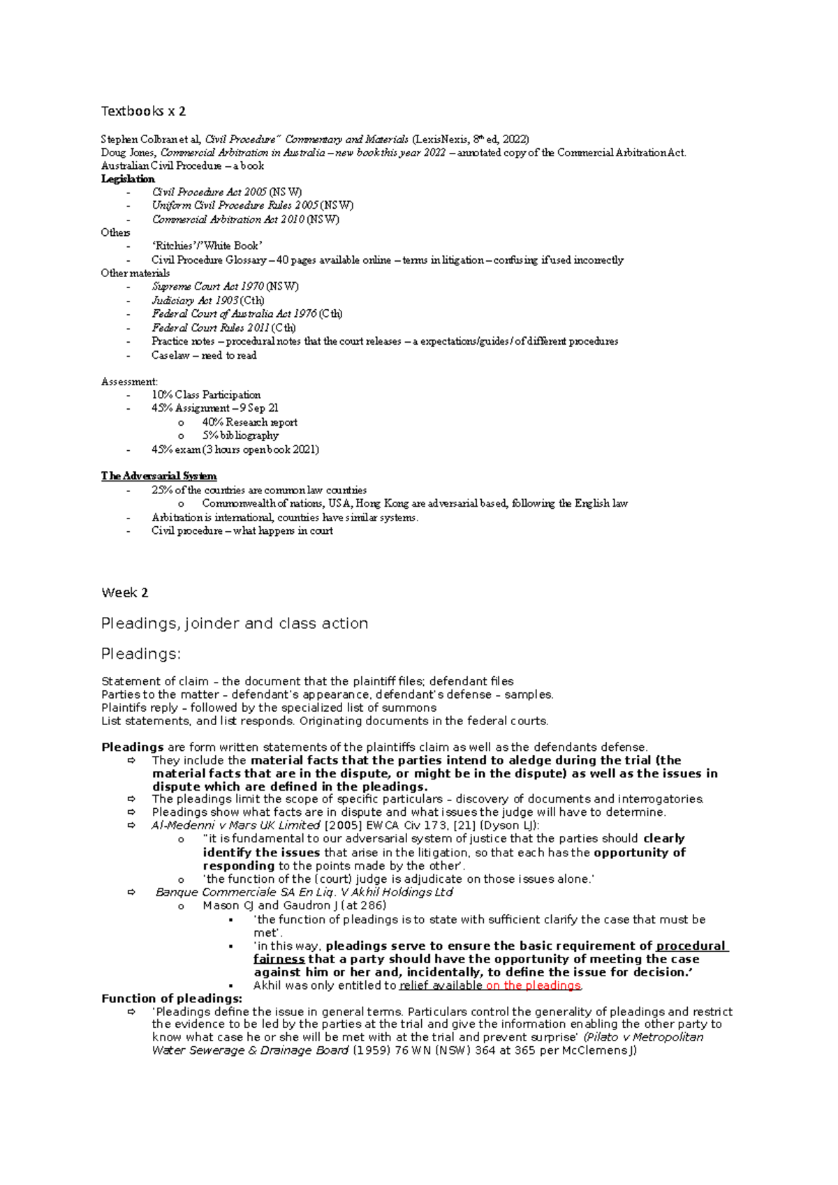 Notes week 2 Textbooks x 2