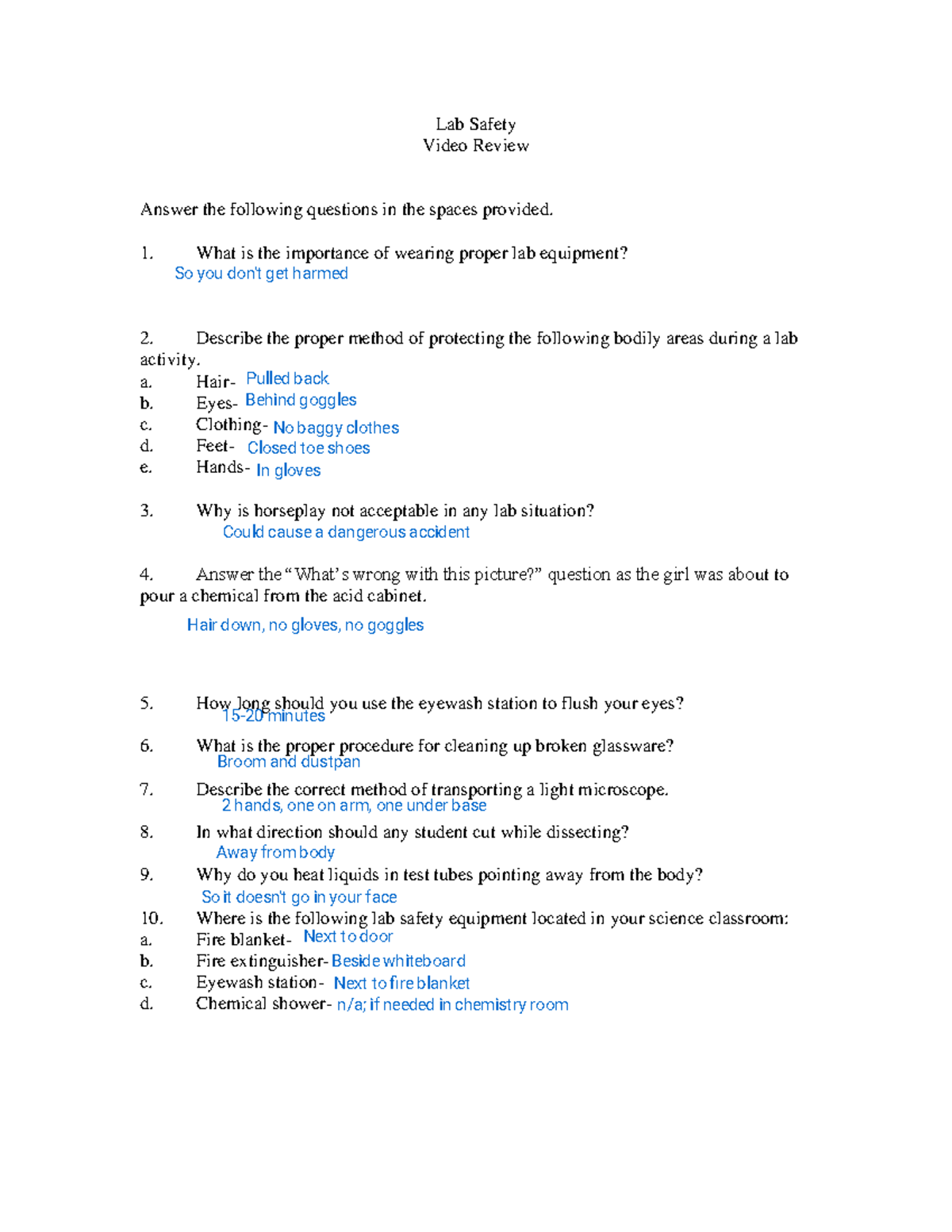 Kami Export Madison Anderson Lab Safety Video Quiz Studocu