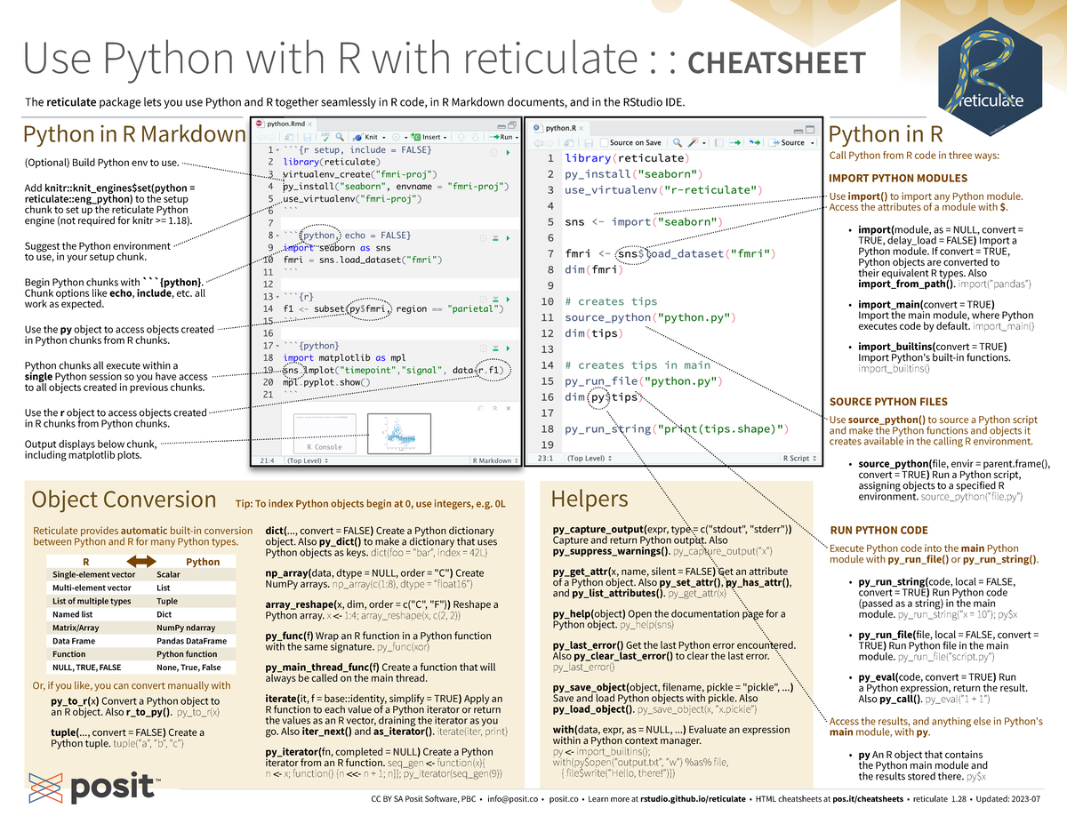 Reticulate - cheat sheet - Use Python with R with reticulate ...