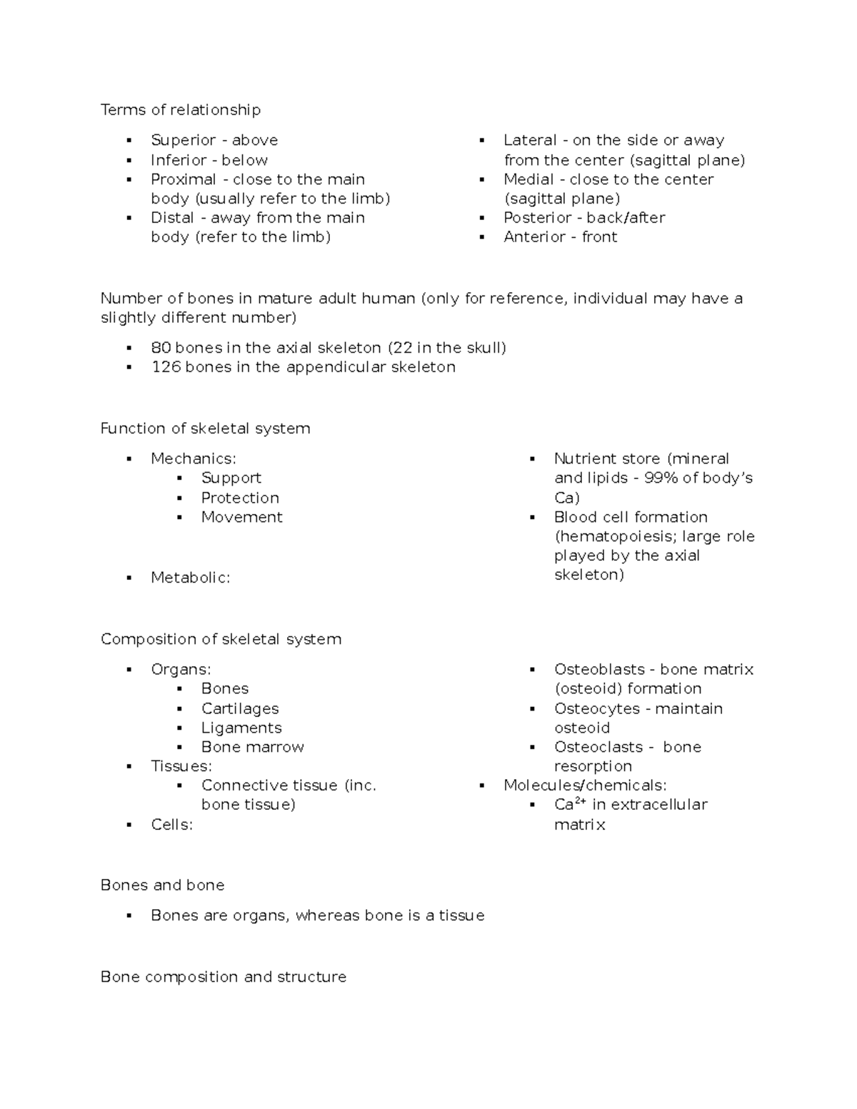 BIOM2020 Notes - A summary of the bones and muscles in the upper body ...