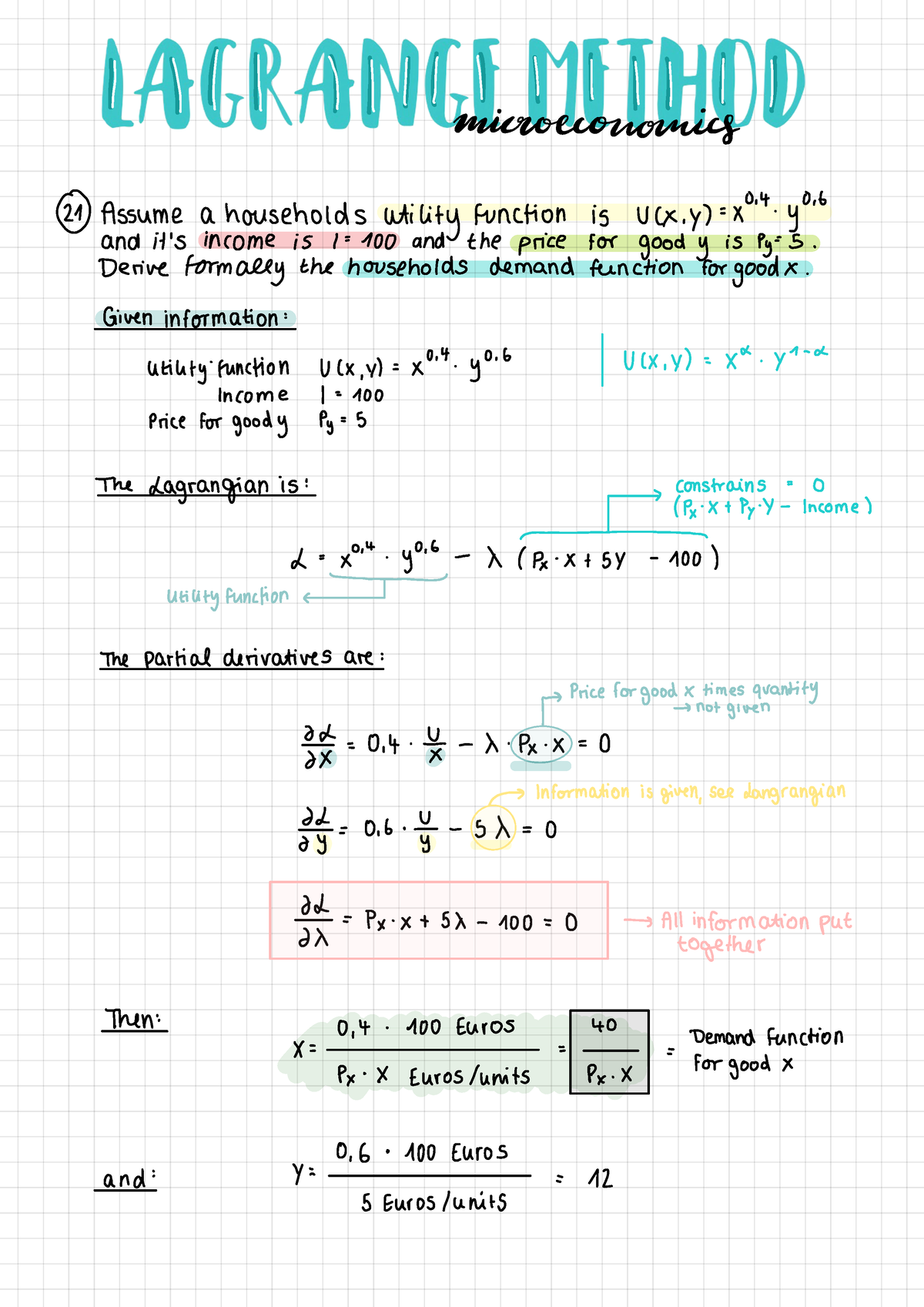 Lagrange-Mehtod - Notes for Microecomimcs Lagrange Methods - 11111111 ...