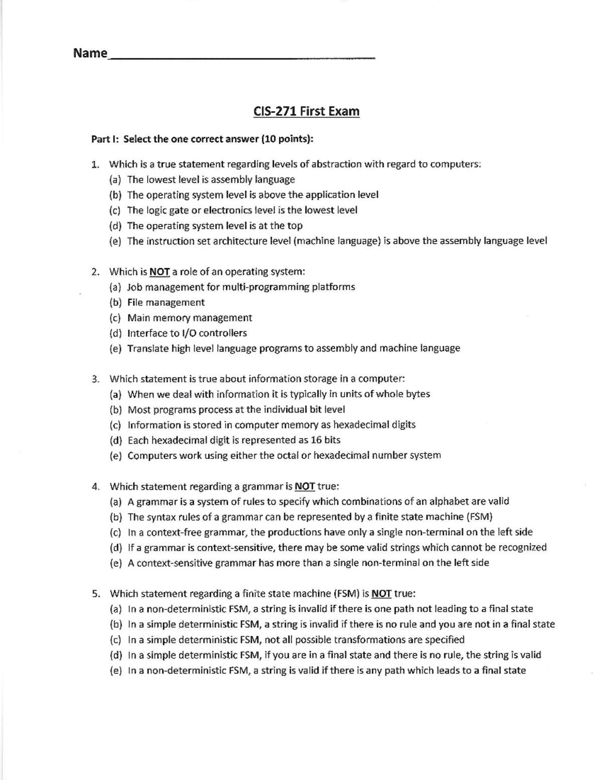 CIS-271 - Computer Organization And Assembly Language CourseWork Exam ...