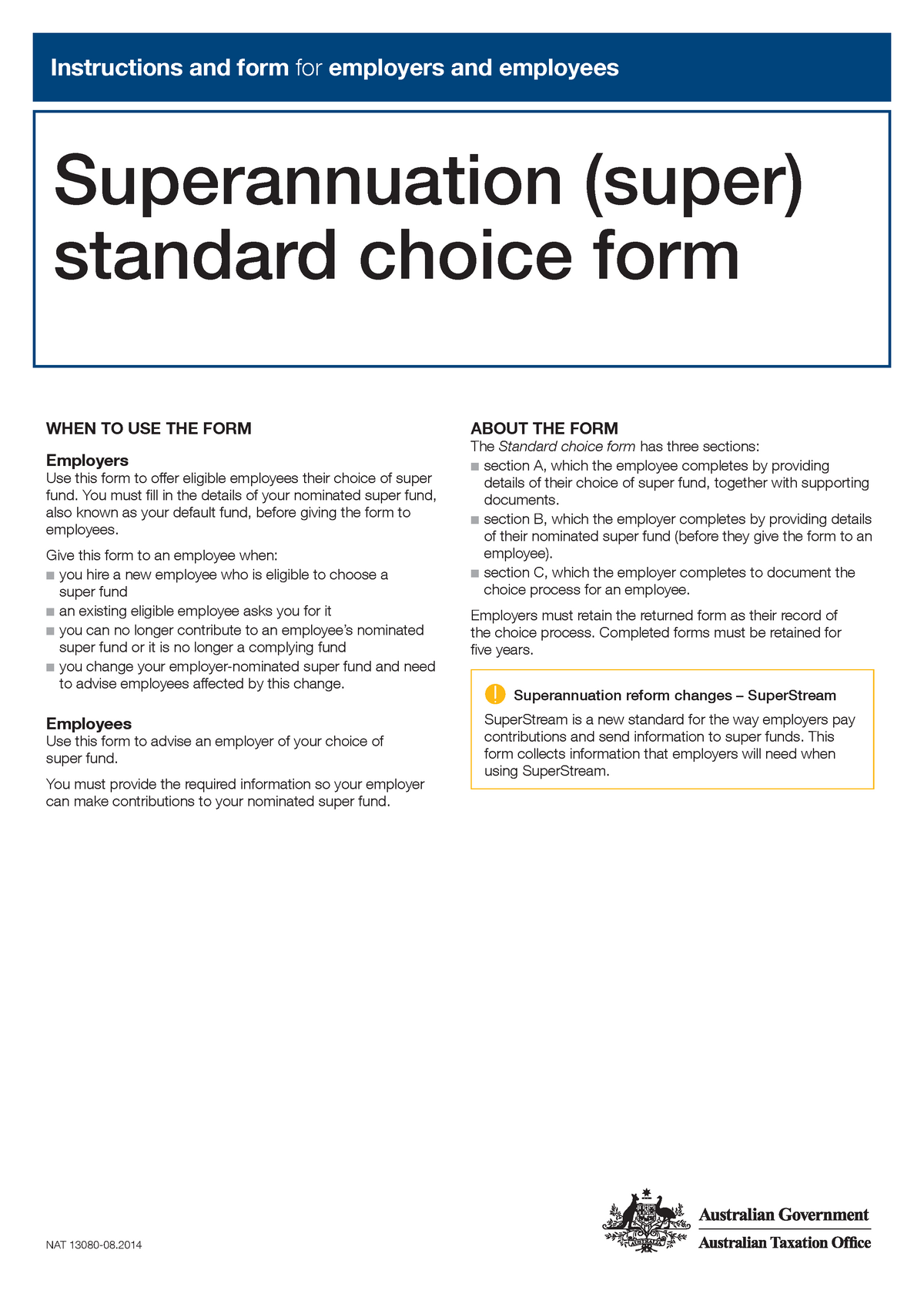 Form Superannuation Standard Choice Form Blank[ 1837] - KIT713 - UTAS ...