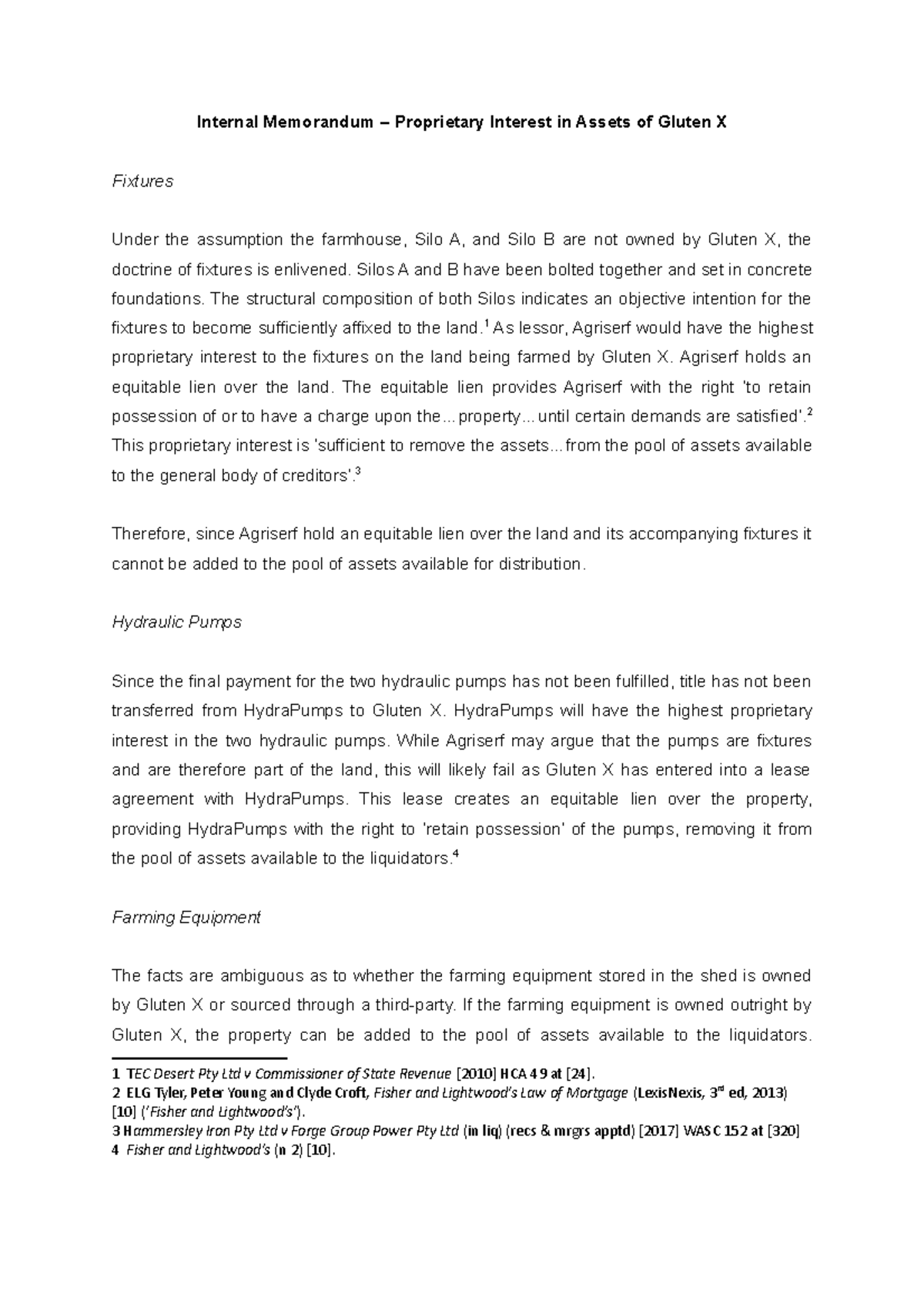 AT1 - Solicitor File Note - Internal Memorandum – Proprietary Interest ...