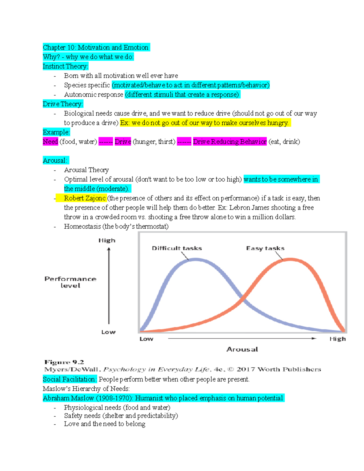 PSYC Chapter 10-11 - Notes - Chapter 10: Motivation And Emotion Why ...