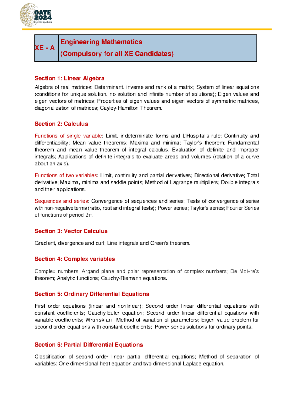 Xen - XE - A Engineering Mathematics (Compulsory for all XE Candidates ...