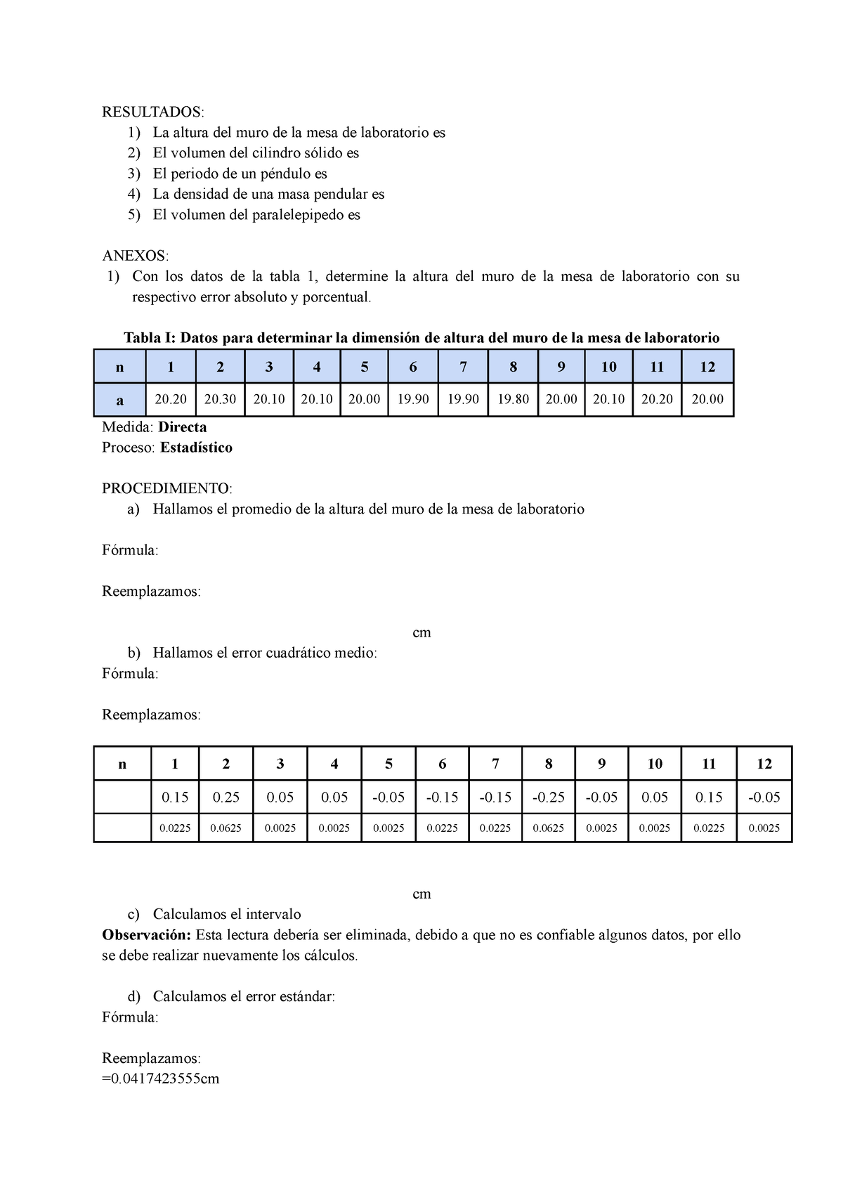 Informe De Laboratorio De F Ísica N°1 Mediciones Y Teoría De Errores ...