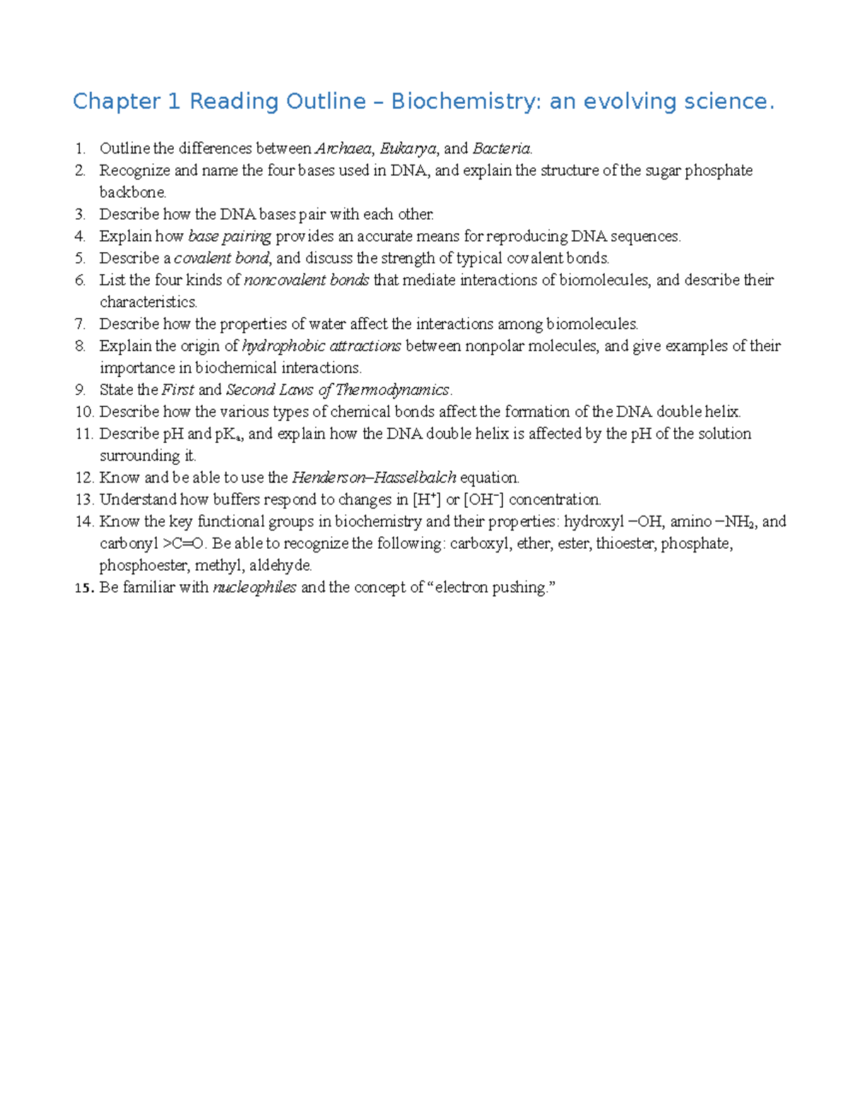Chapter+1+Reading+Outline+-+Biochemistry - Chapter 1 Reading Outline ...