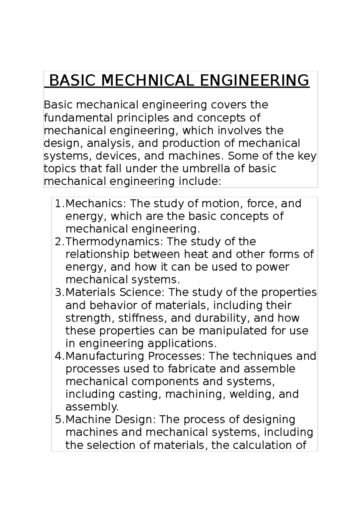Basic Mechanical Engineering BASIC MECHNICAL ENGINEERING Basic
