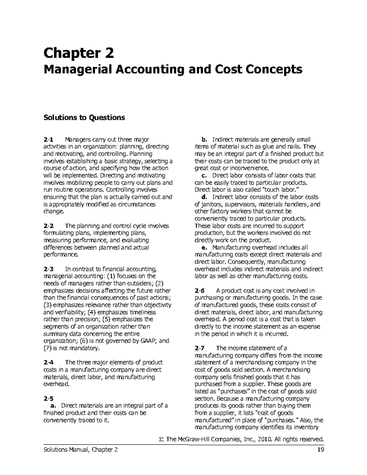 Chap002 - Homework Solution - © The McGraw-Hill Companies, Inc., 2010 ...