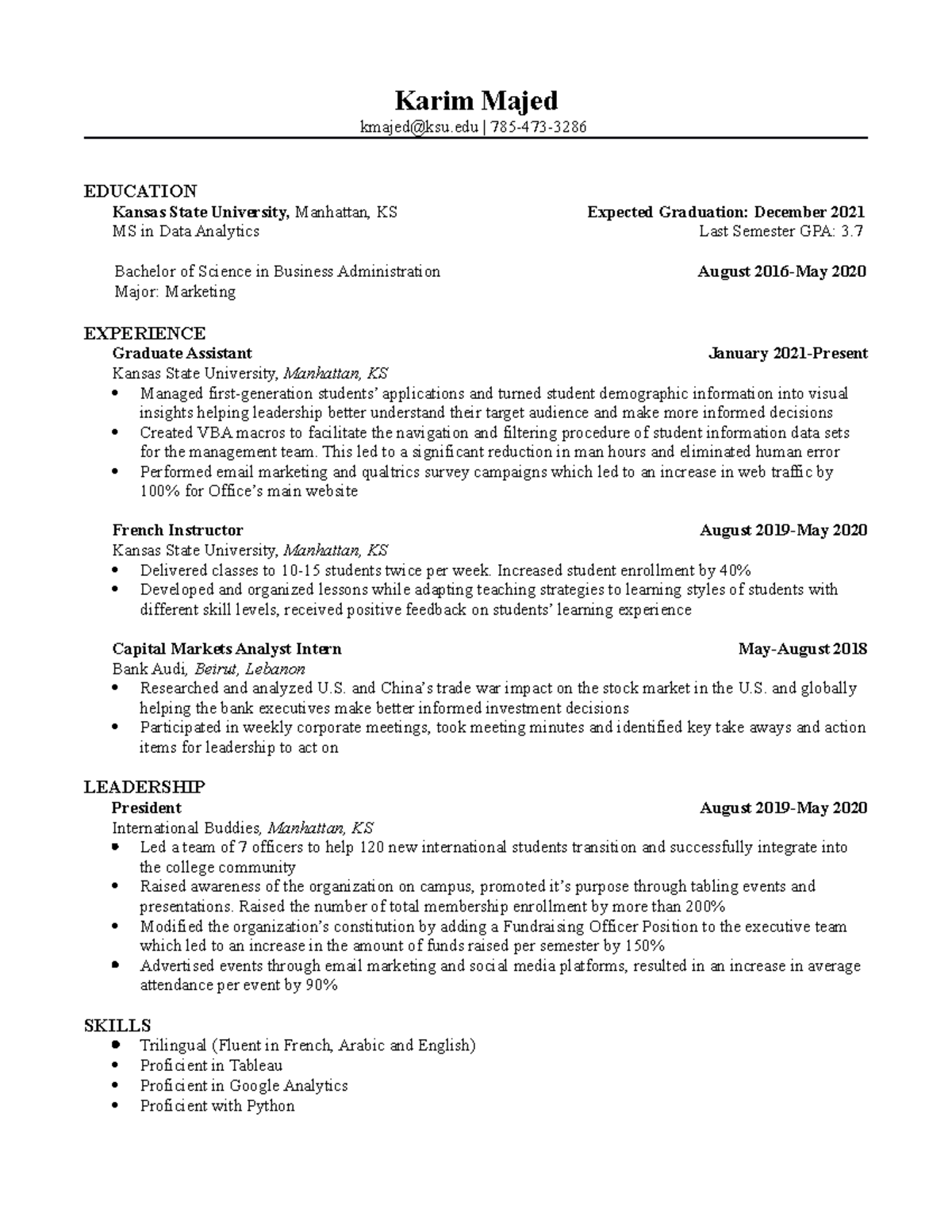 resume help ksu