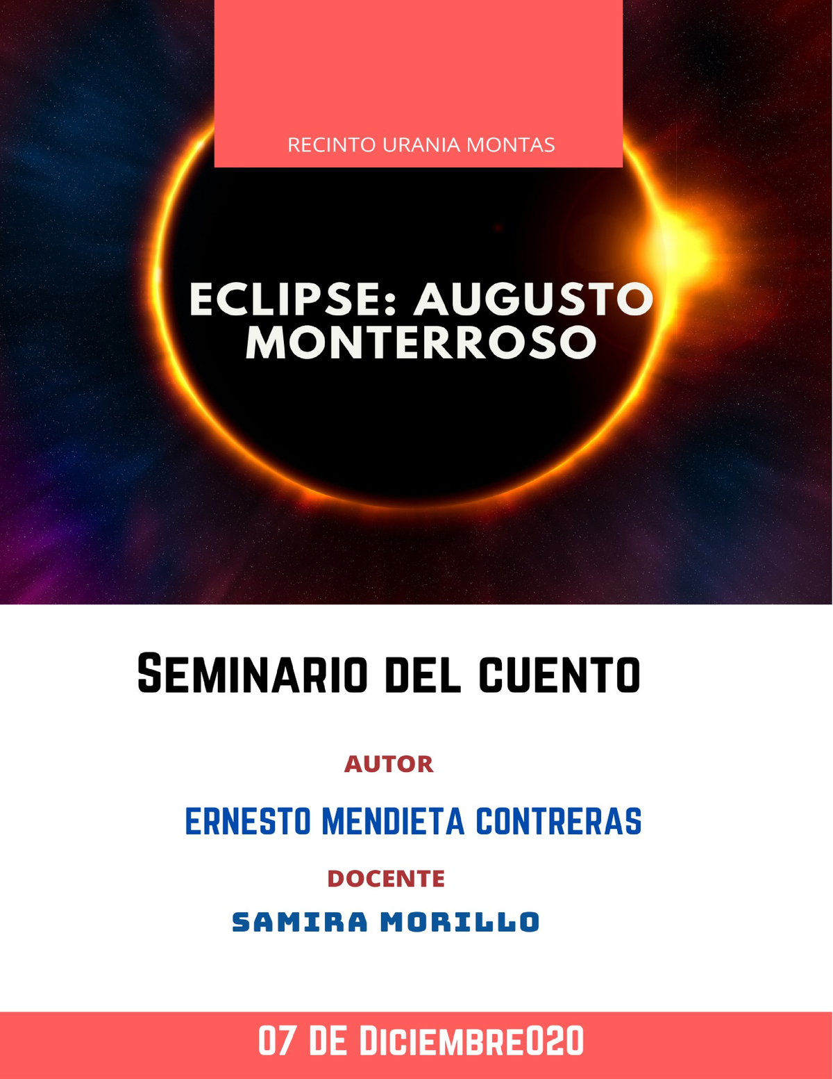 Analisis literario del cuento Eclipse Au Eclipse Augusto Monterroso
