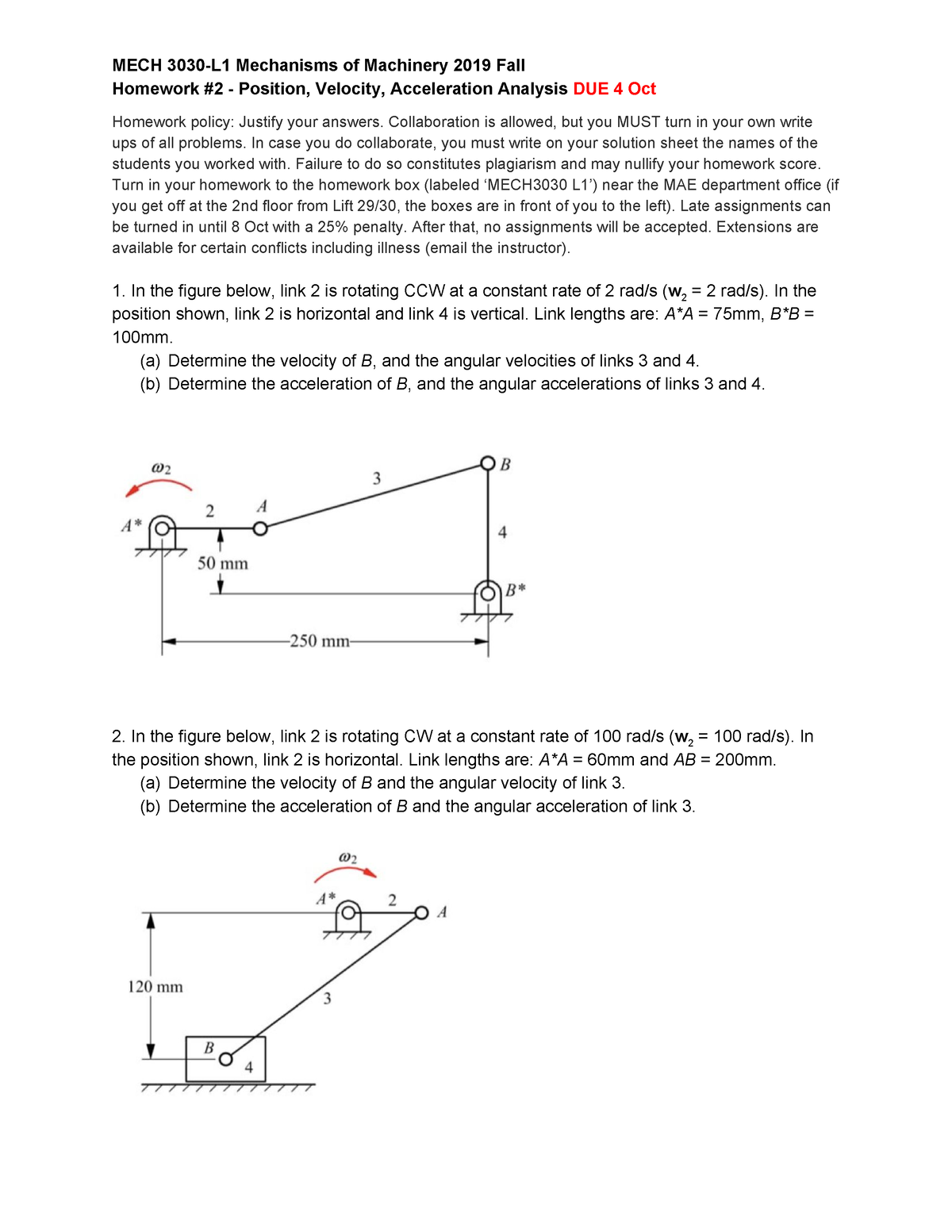 Solution Of HW 2 - Homework #2 - Position, Velocity, Acceleration ...