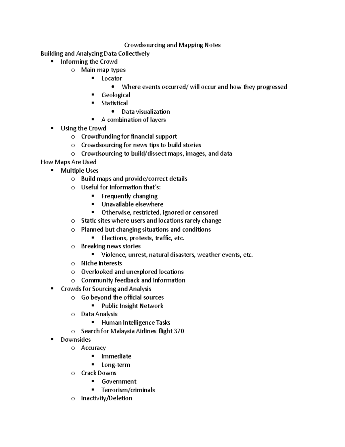 Crowdsourcing and Mapping Notes - Crowdsourcing and Mapping Notes ...