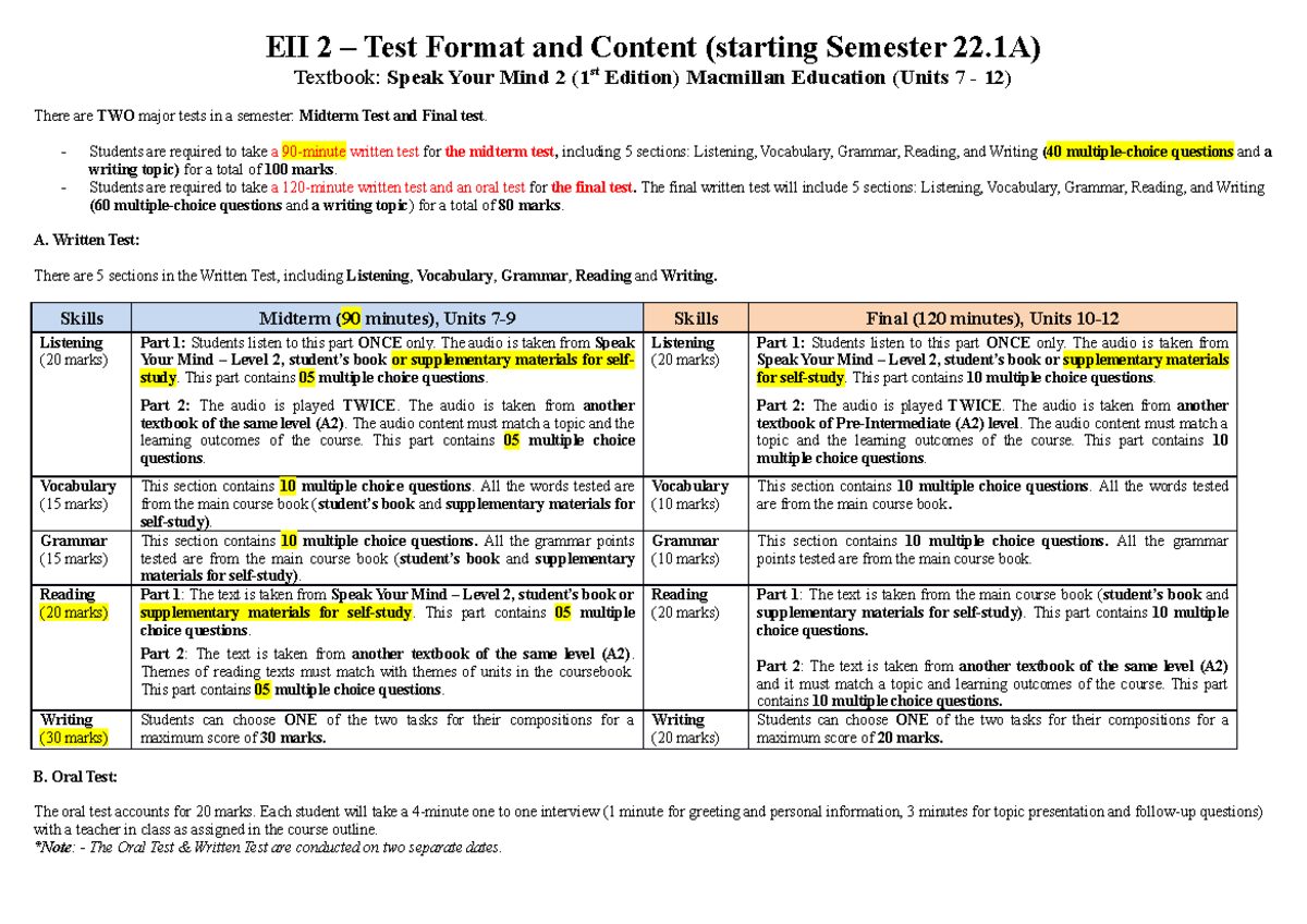 EII 2 - Test Format and Content -Sep 2022 - EII 2 – Test Format and ...